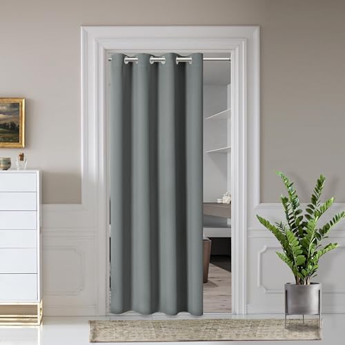 AOSKY Door Curtains for Doorway Privacy, White Grommet Closet Curtains for Bedroom, Door Window Curtain, Light Blocking Thermal Insulation Drapes for Living Room Set of 1 Panels, 25" W x 80" L