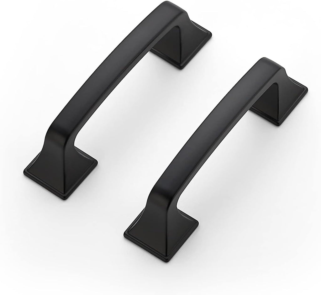Ravinte 5 Pack Solid 3" Square Foot Arch Pulls Kitchen Cabinet Handles Matte Black Drawer Pulls Kitchen Cabinet Hardware for Cupboard Handles