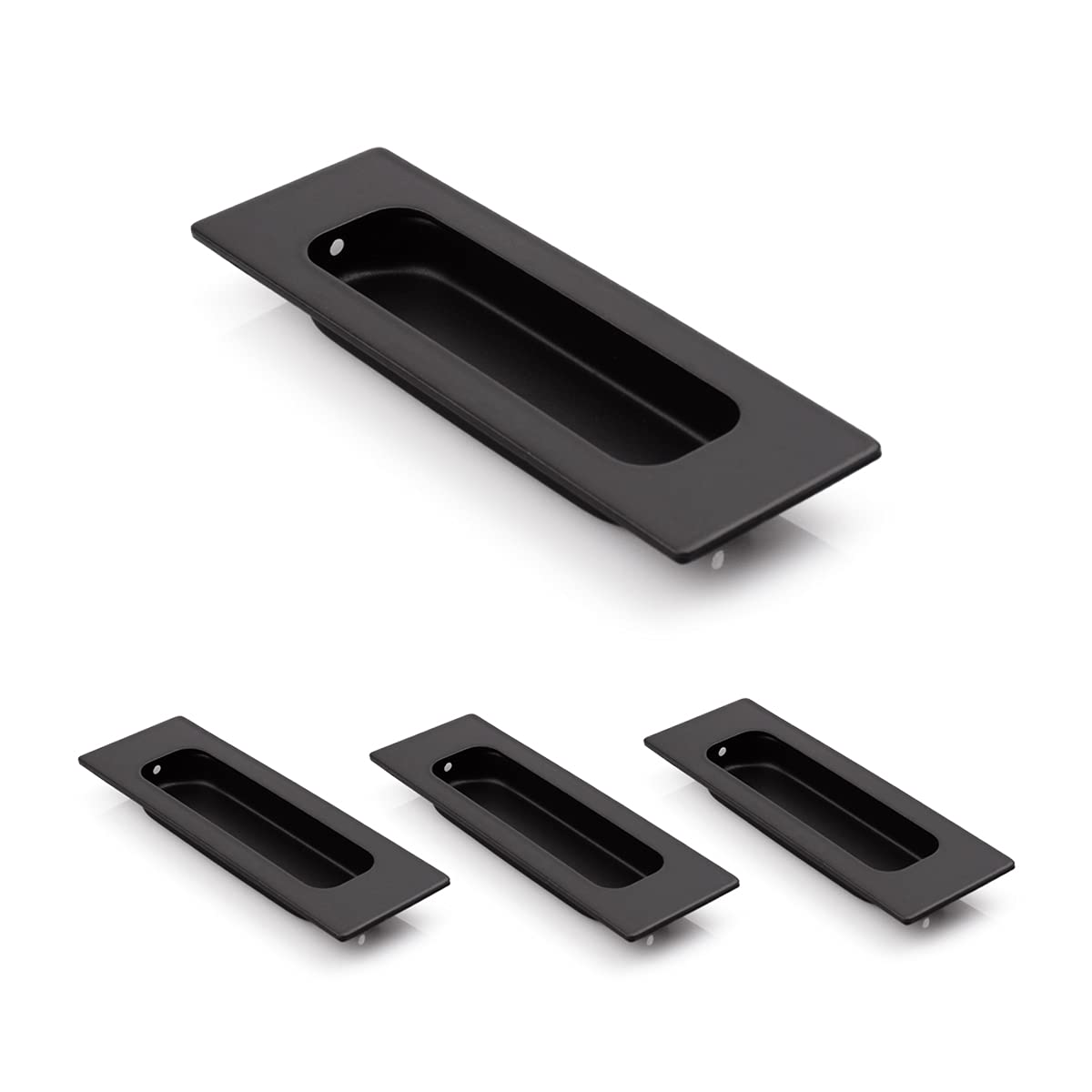 HOMOTEK 2 Pack 120mm Flush Sliding Closet Door Pulls, Recessed Finger Pulls for Sliding Barn Bypass Door Handles, Cabinet Drawer Rectangular Invisible Pull- Small Size 4.75 in, Brushed Gold
