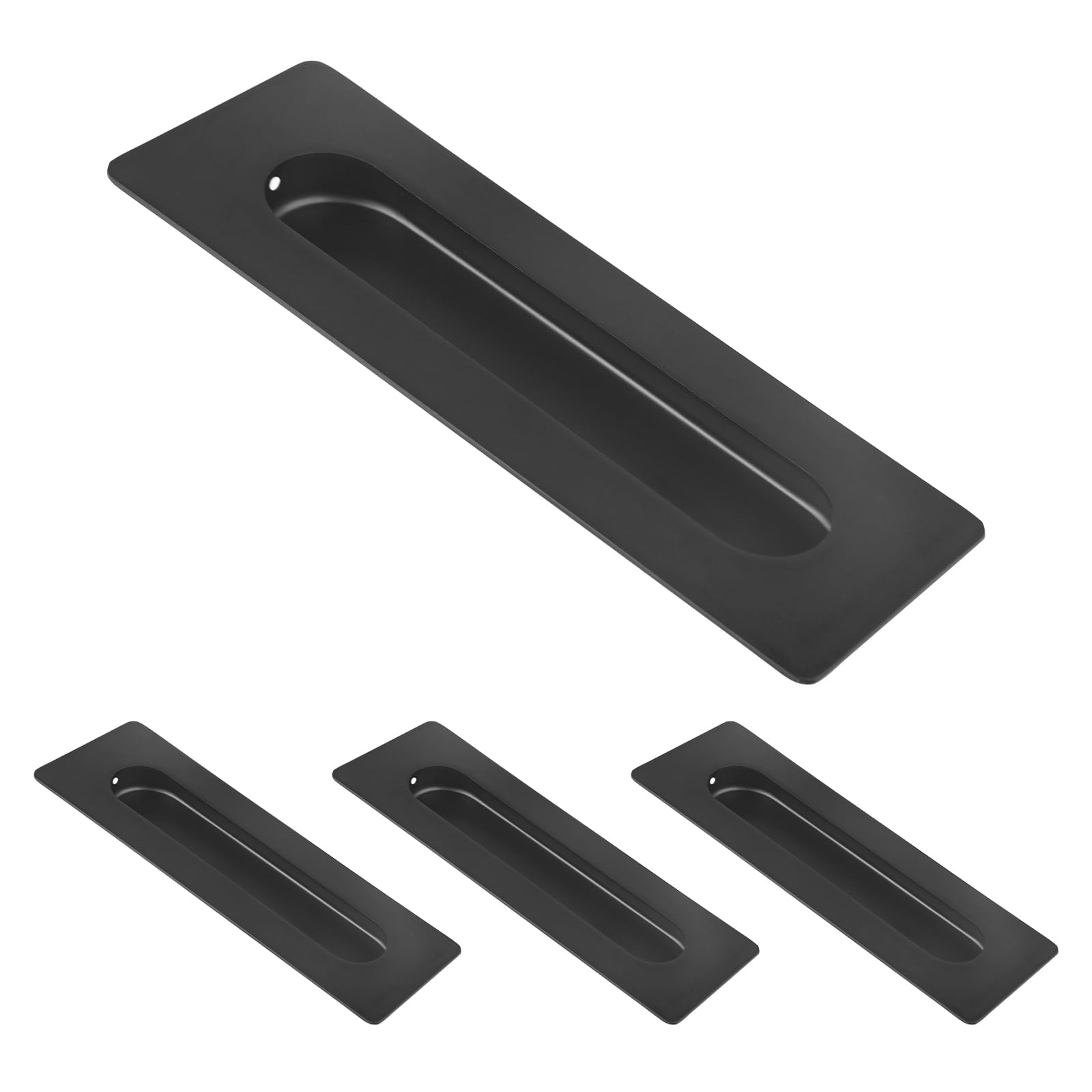 HOMOTEK 2 Pack 120mm Flush Sliding Closet Door Pulls, Recessed Finger Pulls for Sliding Barn Bypass Door Handles, Cabinet Drawer Rectangular Invisible Pull- Small Size 4.75 in, Brushed Gold