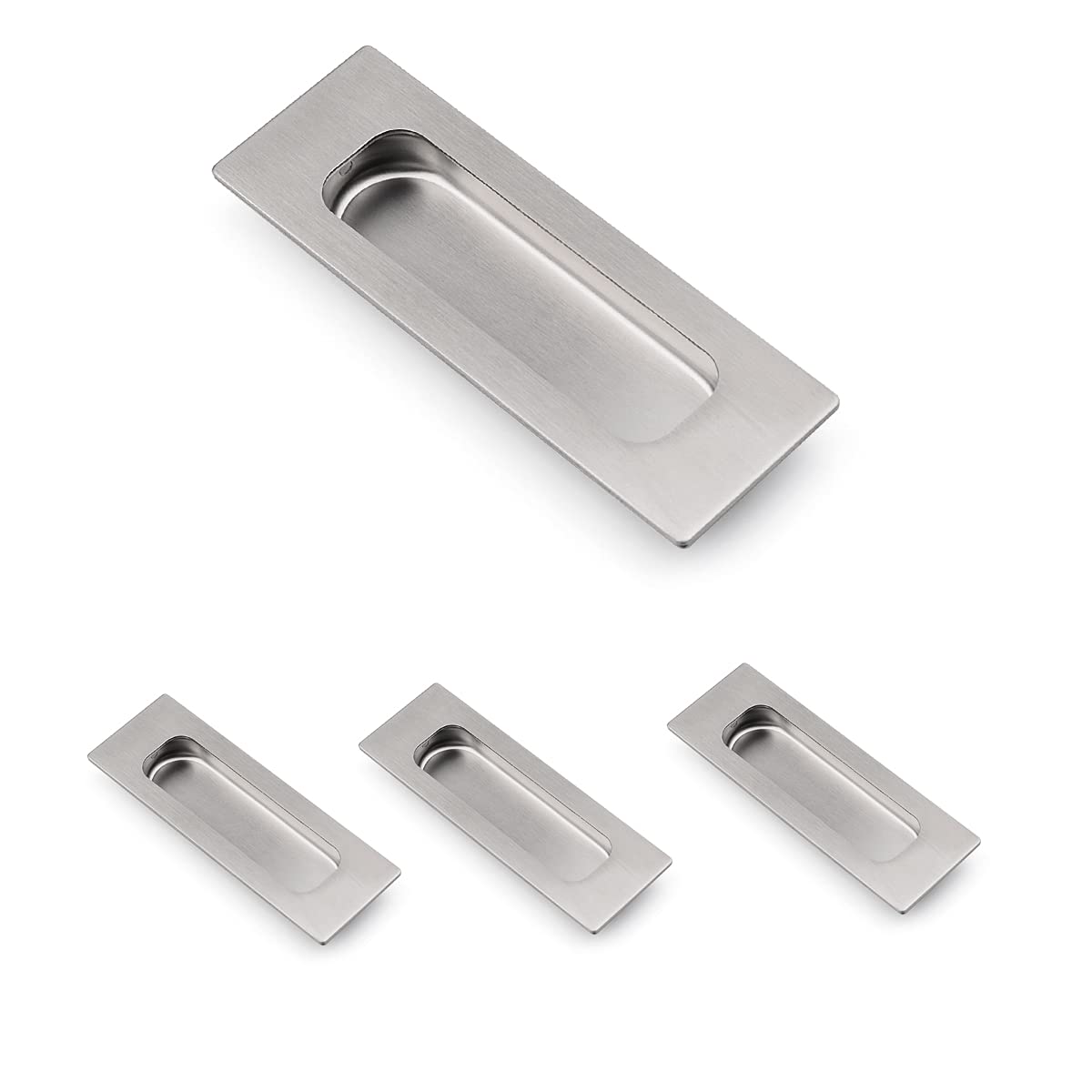 HOMOTEK 2 Pack 120mm Flush Sliding Closet Door Pulls, Recessed Finger Pulls for Sliding Barn Bypass Door Handles, Cabinet Drawer Rectangular Invisible Pull- Small Size 4.75 in, Brushed Gold