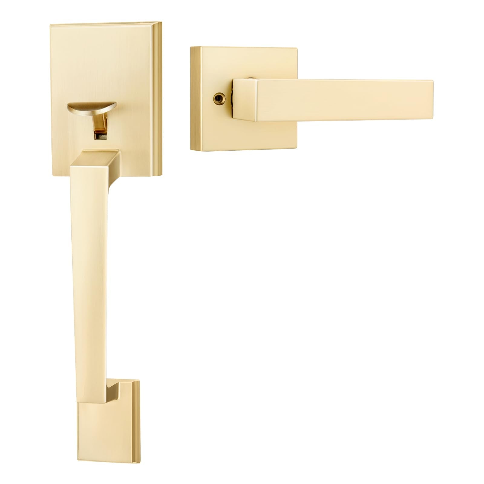 Goldenwarm Front Door Handle and Deadbolt Set, Gold Front Door Lock Set with Reversible Handle Lever, Modern Front Door Hardware, Front Door Handles and Locks