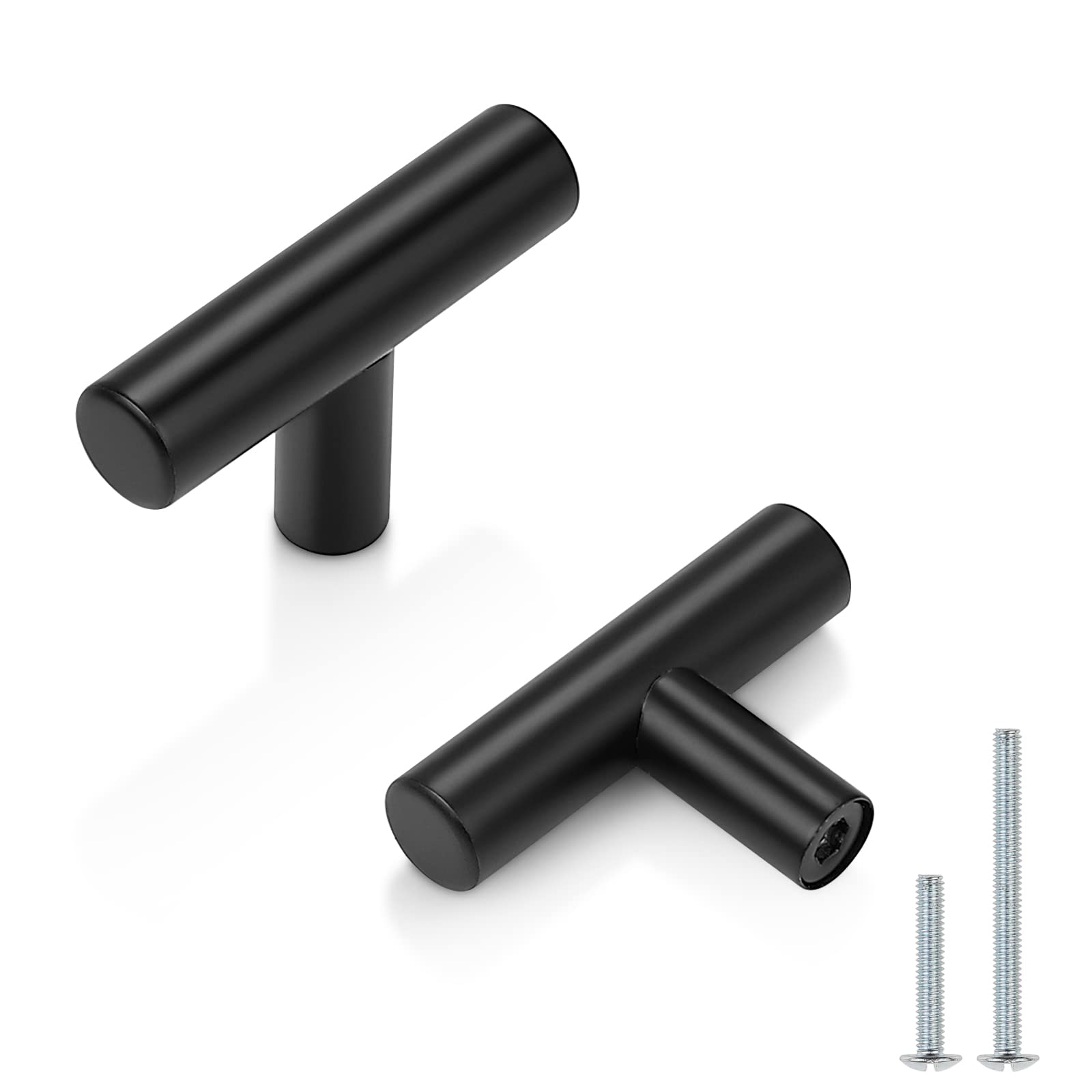 Probrico (30 Pack 3 Inch Hole Centers Kitchen Cabinet Handles Euro T Bar Cabinet Pulls Stainless Steel Kitchen Drawer Handles Brushed Nickel Furniture Dresser Cabinet Hardware, 5 Inch Total Length
