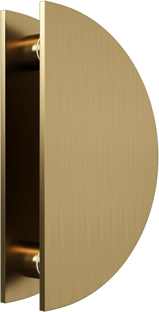 Half-Round Pull Handle, Double-Sided Heavy-Duty Aluminum Push-Pull Handle, Commercial-Grade Glass Door Handle, Barn Door Handle, for Wooden Doors(Gold, Dia 7.9in)