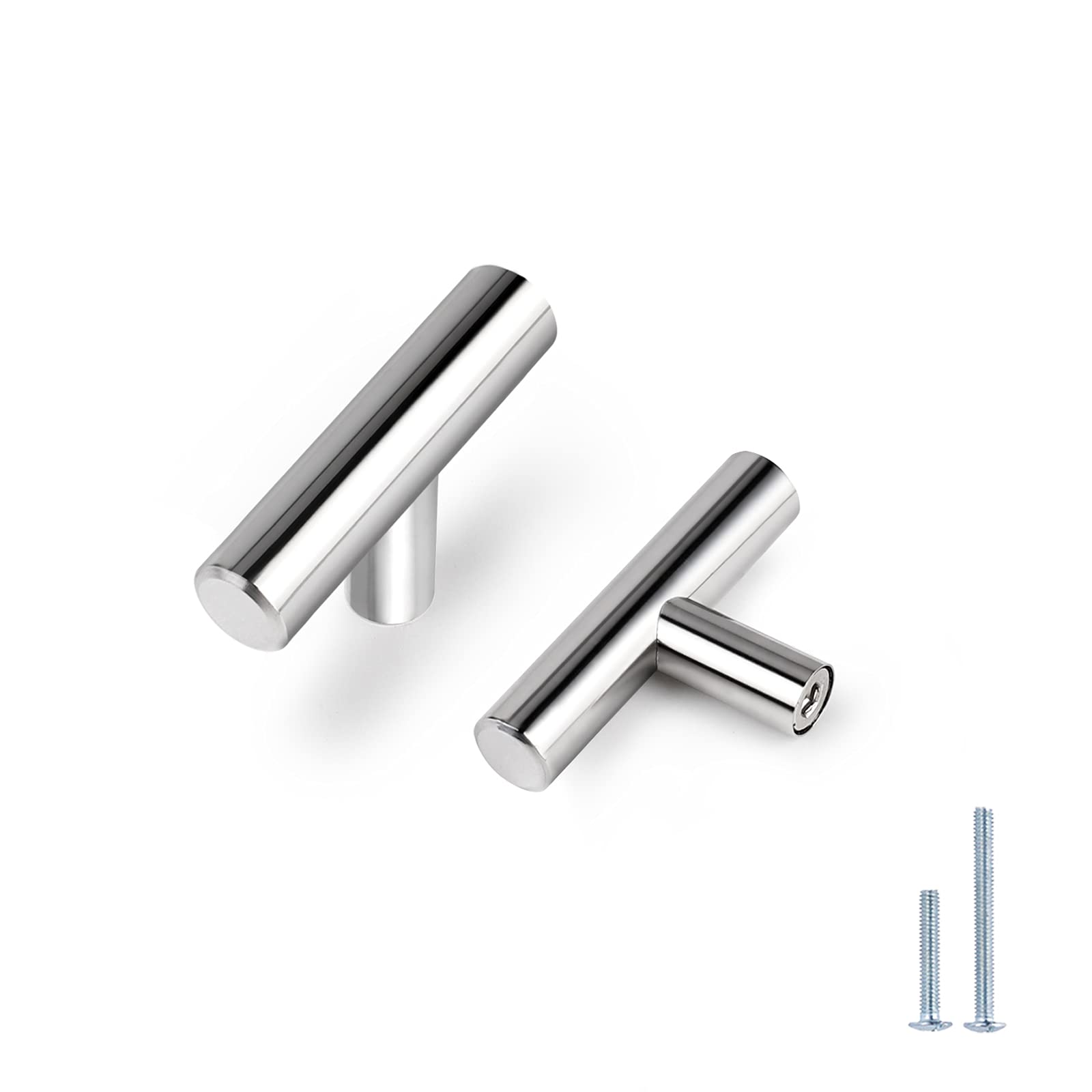 Probrico (30 Pack 3 Inch Hole Centers Kitchen Cabinet Handles Euro T Bar Cabinet Pulls Stainless Steel Kitchen Drawer Handles Brushed Nickel Furniture Dresser Cabinet Hardware, 5 Inch Total Length