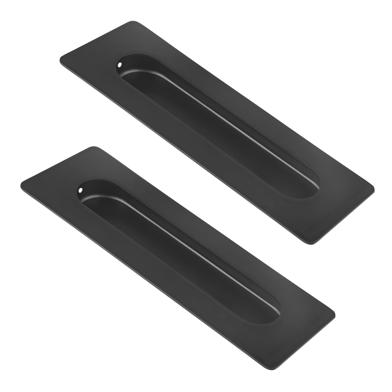 HOMOTEK 2 Pack 120mm Flush Sliding Closet Door Pulls, Recessed Finger Pulls for Sliding Barn Bypass Door Handles, Cabinet Drawer Rectangular Invisible Pull- Small Size 4.75 in, Brushed Gold