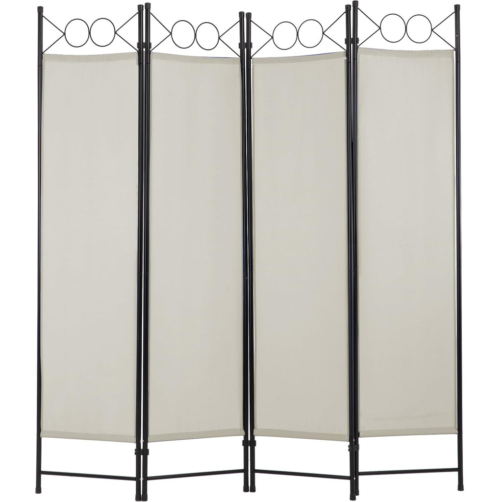 PayLessHere 4 Panel Room Divider 6FT Steel Frame Screen Folding Privacy Divider Freestanding Partition for Home Office Bedroom (Black)