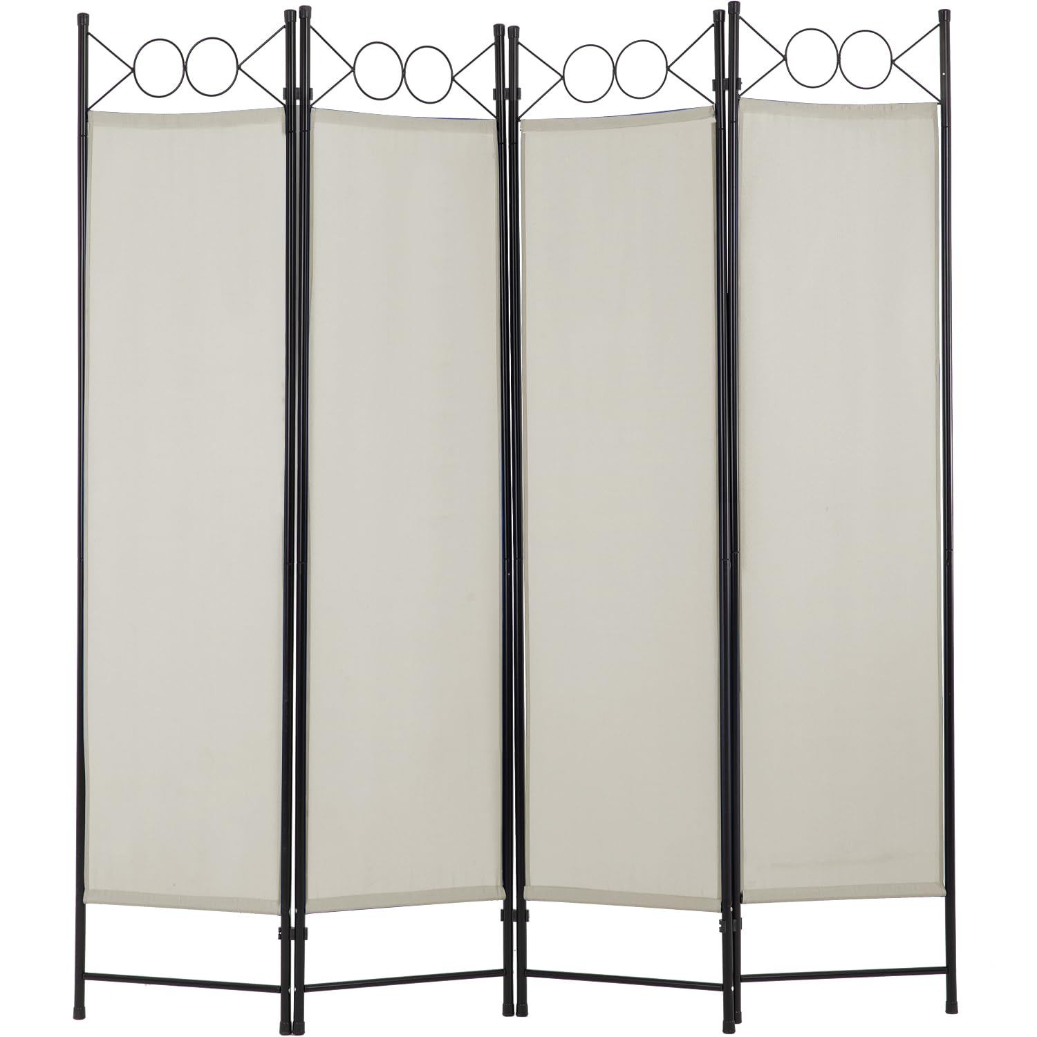 PayLessHere 4 Panel Room Divider 6FT Steel Frame Screen Folding Privacy Divider Freestanding Partition for Home Office Bedroom (Black)