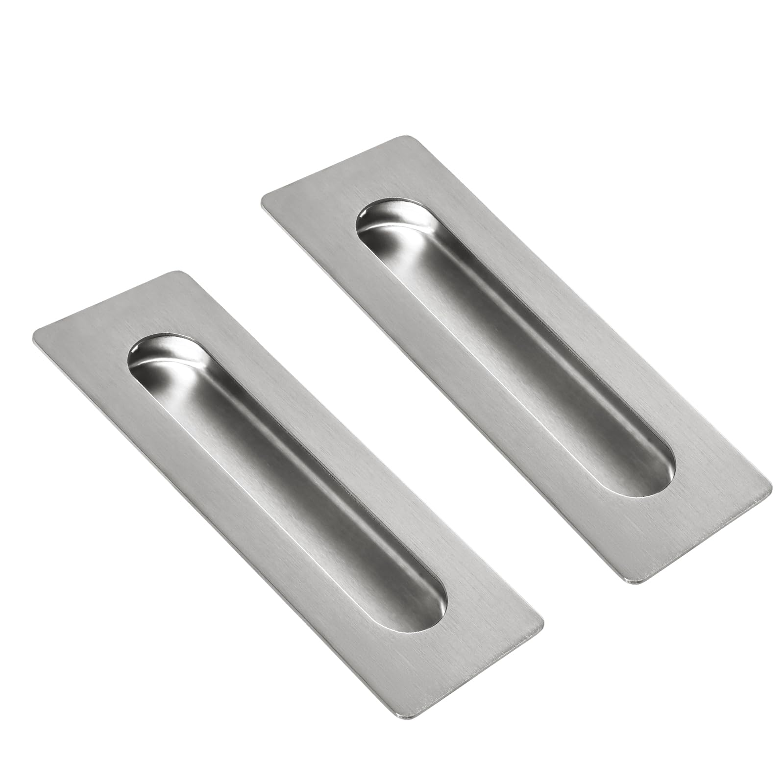 HOMOTEK 2 Pack 120mm Flush Sliding Closet Door Pulls, Recessed Finger Pulls for Sliding Barn Bypass Door Handles, Cabinet Drawer Rectangular Invisible Pull- Small Size 4.75 in, Brushed Gold