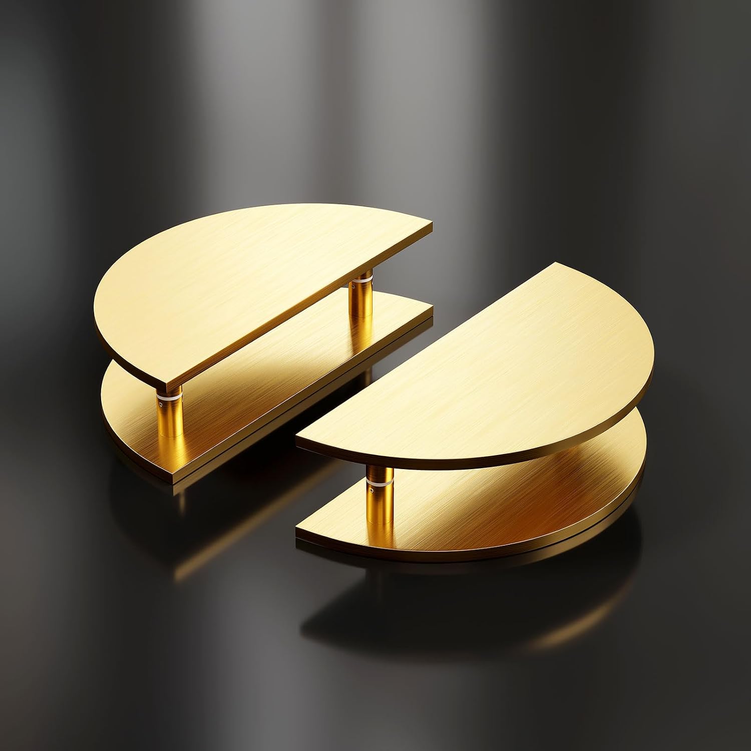 Half-Round Pull Handle, Double-Sided Heavy-Duty Aluminum Push-Pull Handle, Commercial-Grade Glass Door Handle, Barn Door Handle, for Wooden Doors(Gold, Dia 7.9in)
