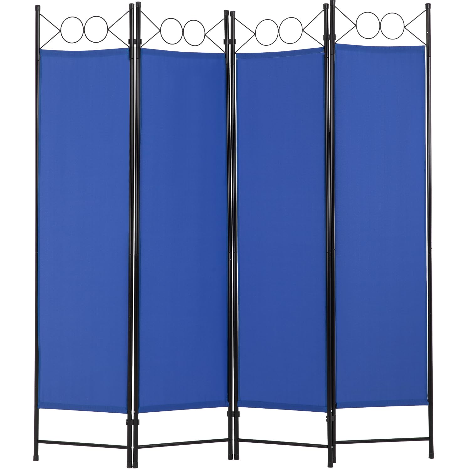 PayLessHere 4 Panel Room Divider 6FT Steel Frame Screen Folding Privacy Divider Freestanding Partition for Home Office Bedroom (Black)