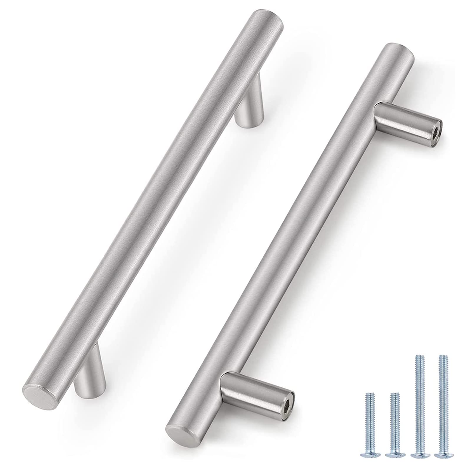 Probrico (30 Pack 3 Inch Hole Centers Kitchen Cabinet Handles Euro T Bar Cabinet Pulls Stainless Steel Kitchen Drawer Handles Brushed Nickel Furniture Dresser Cabinet Hardware, 5 Inch Total Length