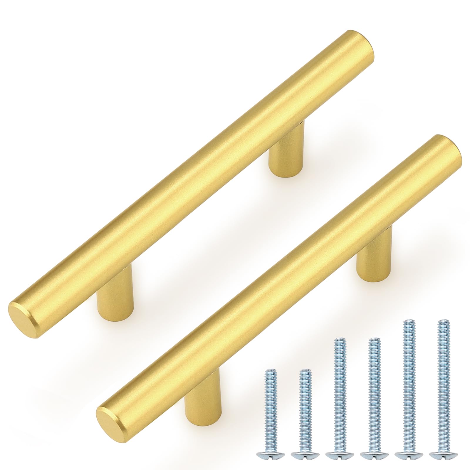 Probrico (30 Pack 3 Inch Hole Centers Kitchen Cabinet Handles Euro T Bar Cabinet Pulls Stainless Steel Kitchen Drawer Handles Brushed Nickel Furniture Dresser Cabinet Hardware, 5 Inch Total Length