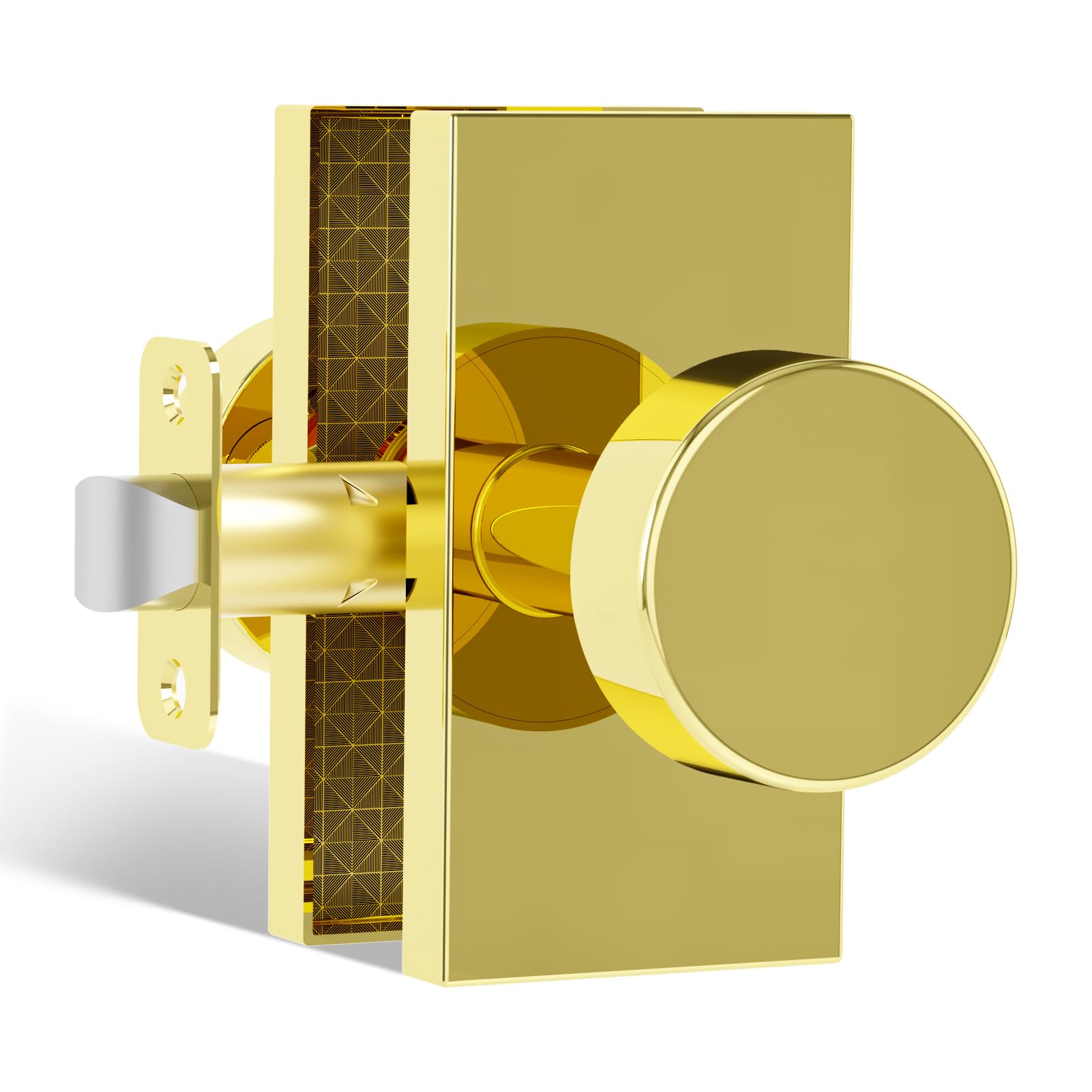 Polished Chrome Door Knobs Interior with Lock, Modern Privacy Door Knob Door Handles for Bathroom Bedroom Round