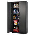 VEVOR Metal Storage Cabinet, 41.7 in Steel Garage Cabinet with 2 Adjustable Shelves, 2 Magnetic Doors & 2 Keys, 3 Tiers Lockable Tool Storage for Pantry, Warehouse, Basement, Office, Black