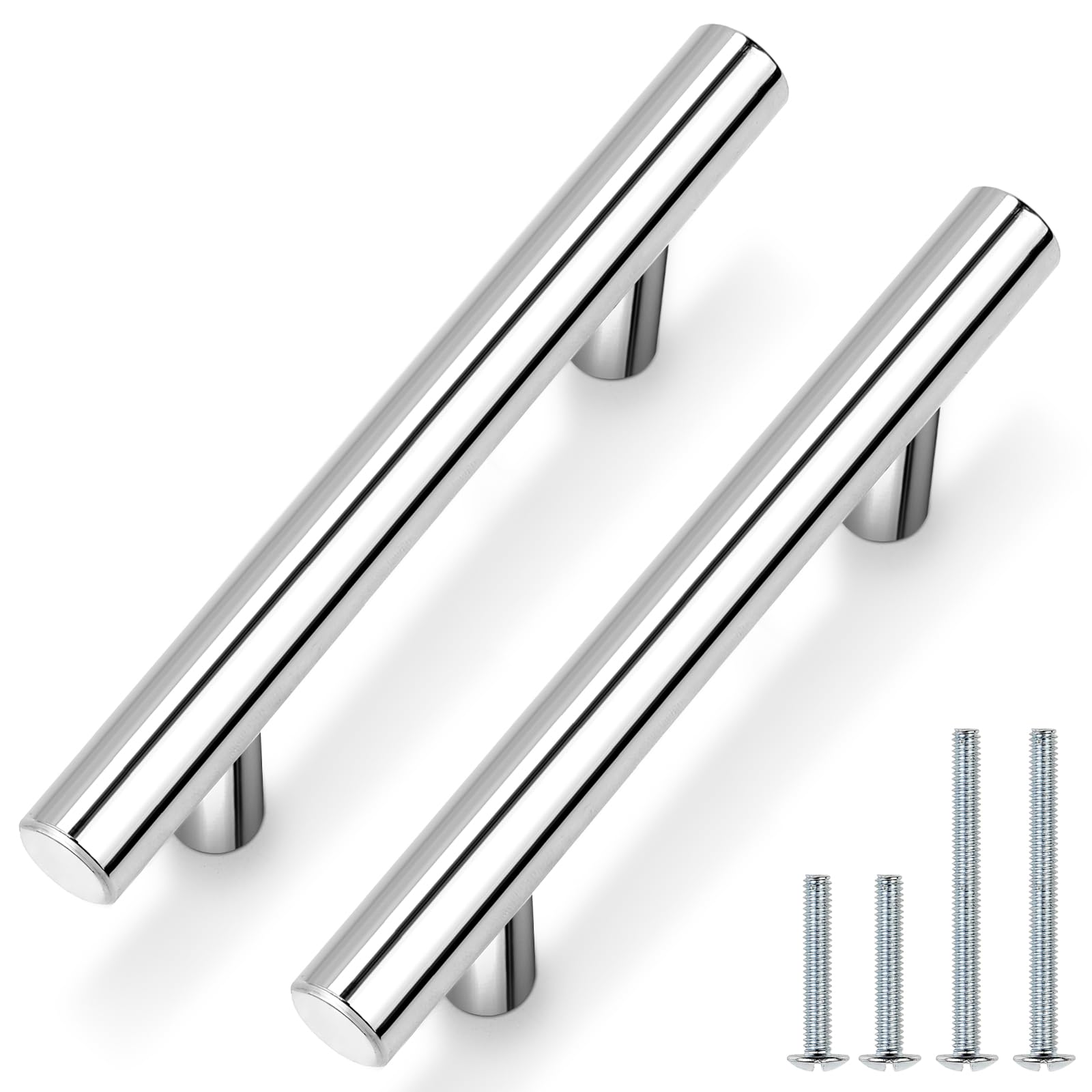 Probrico (30 Pack 3 Inch Hole Centers Kitchen Cabinet Handles Euro T Bar Cabinet Pulls Stainless Steel Kitchen Drawer Handles Brushed Nickel Furniture Dresser Cabinet Hardware, 5 Inch Total Length