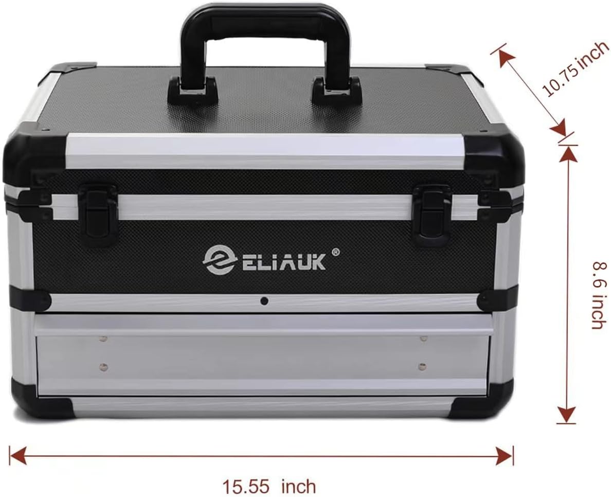 ELIAUK Tool Box Hard Case Tool Organizer Storage Cabinet Carry Case Tool box with Drawers(Silver)