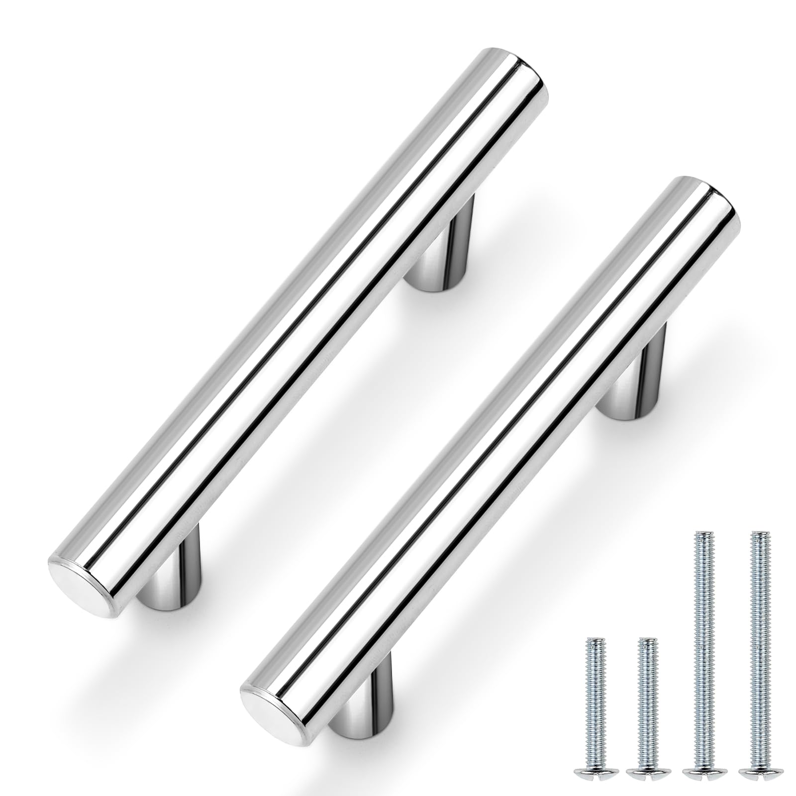Probrico (30 Pack 3 Inch Hole Centers Kitchen Cabinet Handles Euro T Bar Cabinet Pulls Stainless Steel Kitchen Drawer Handles Brushed Nickel Furniture Dresser Cabinet Hardware, 5 Inch Total Length