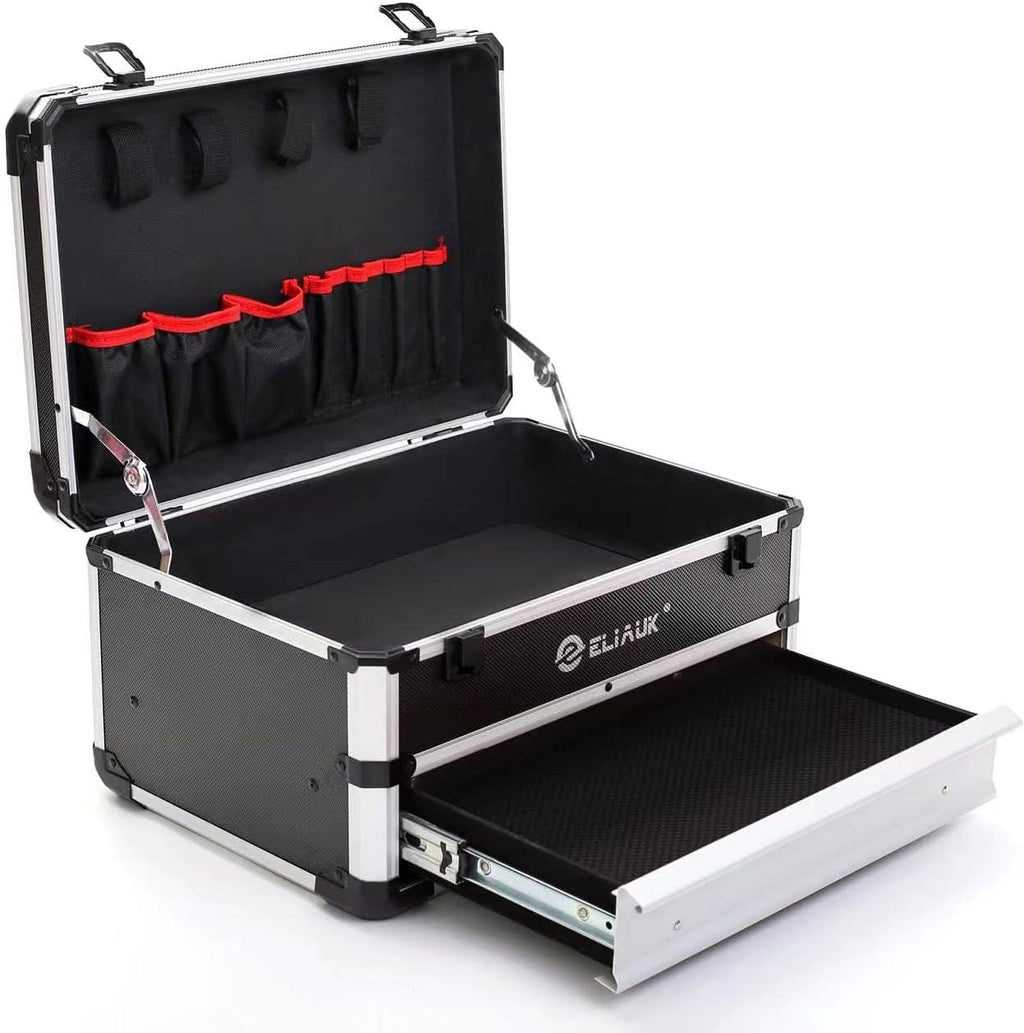 ELIAUK Tool Box Hard Case Tool Organizer Storage Cabinet Carry Case Tool box with Drawers(Silver)