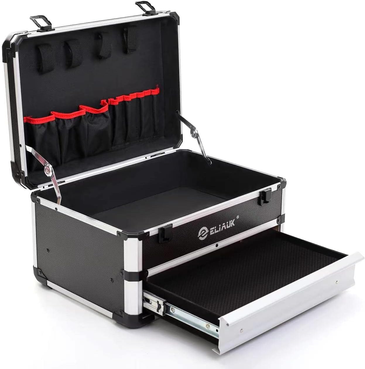 ELIAUK Tool Box Hard Case Tool Organizer Storage Cabinet Carry Case Tool box with Drawers(Silver)