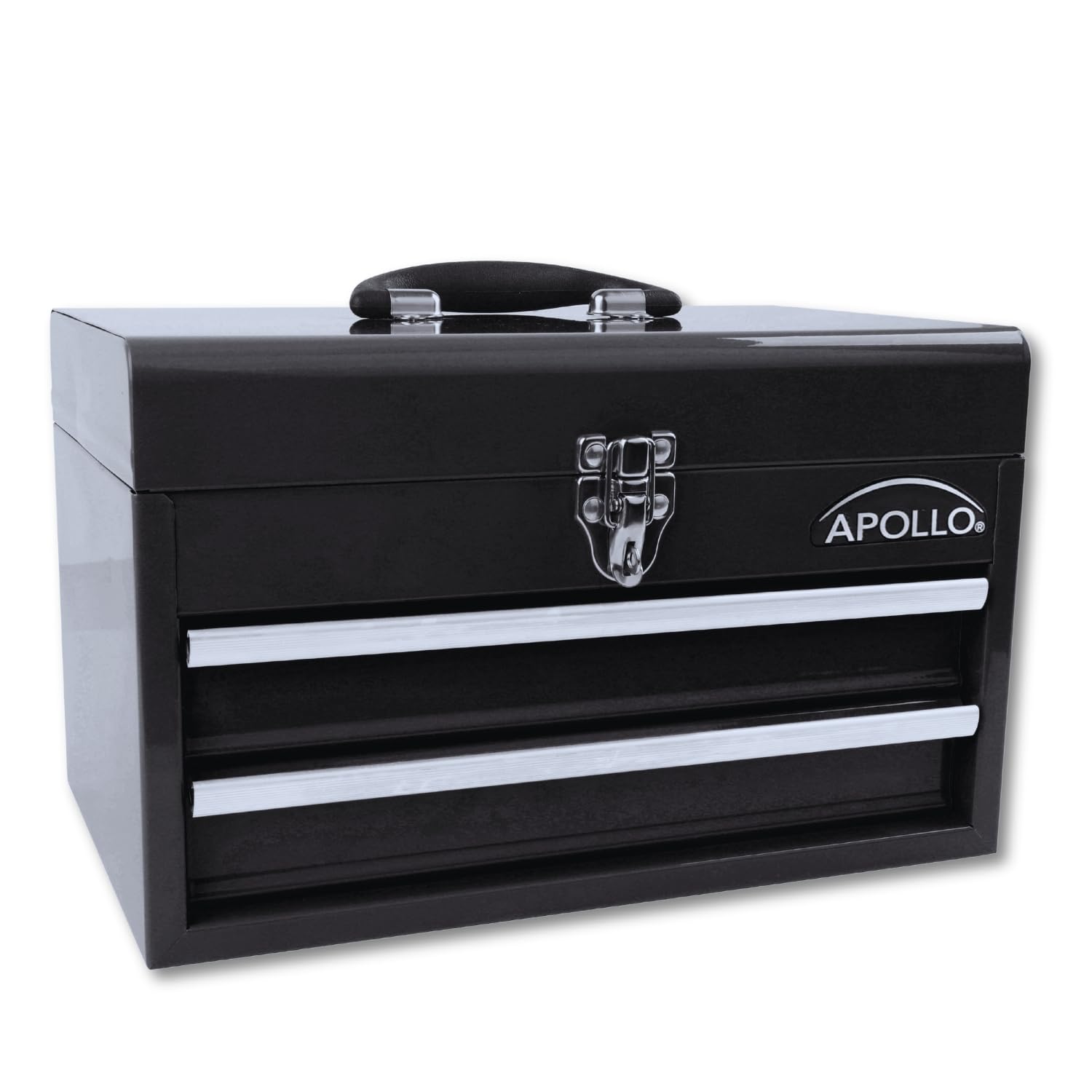 Apollo Tools 14 Inch Steel Tool Box with Deep Top Compartment and 2 Drawers in Heavy-Duty Steel With Ball Bearing Opening and Powder Coated Finish - Pink Ribbon - Pink - DT5010P