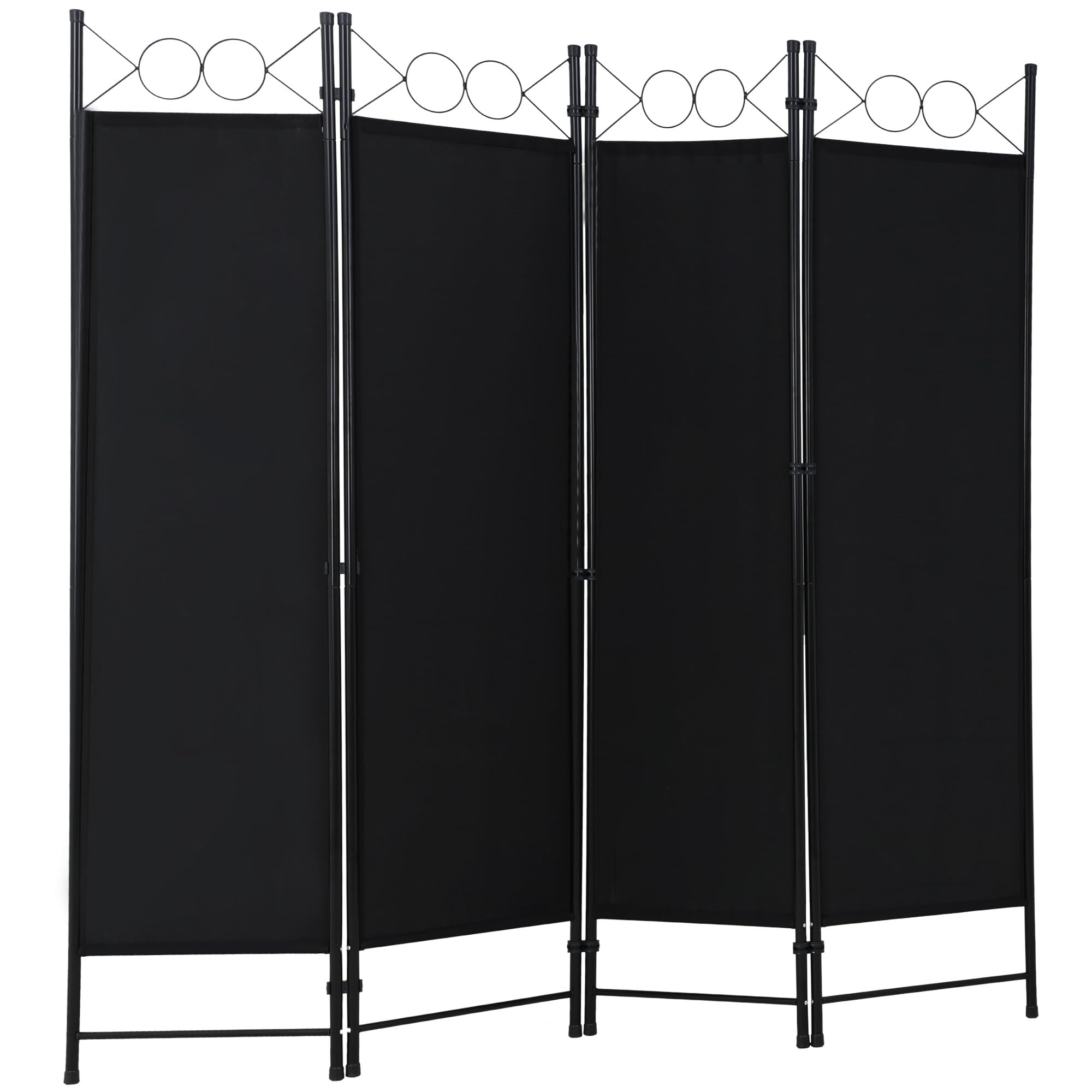 PayLessHere 4 Panel Room Divider 6FT Steel Frame Screen Folding Privacy Divider Freestanding Partition for Home Office Bedroom (Black)