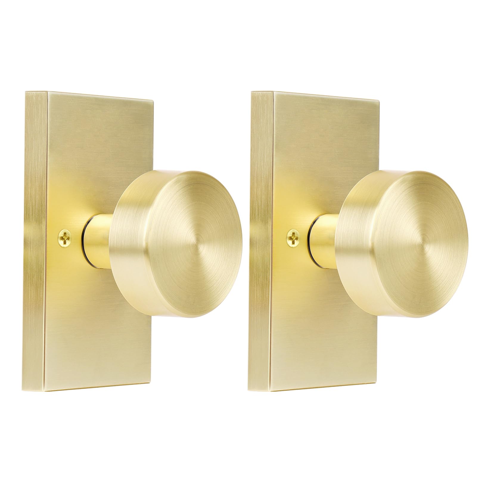 Polished Chrome Door Knobs Interior with Lock, Modern Privacy Door Knob Door Handles for Bathroom Bedroom Round