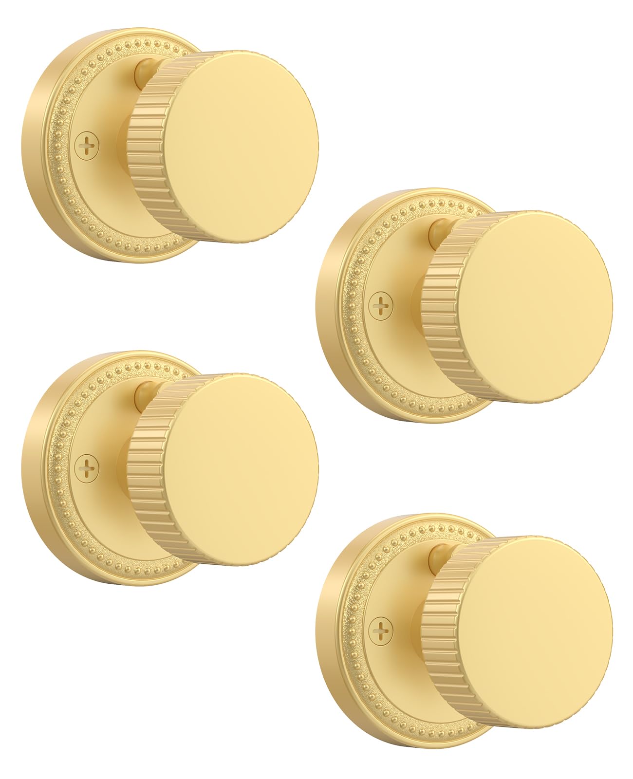 Asidrama 4 Pack Antique Brass Privacy Door Knobs with Lock, Vintage Door Handles with Antique Brass Door Knobs Interior for Bedroom or Bathroom, Heavy Duty Door Lever for Left Right Sided Doors