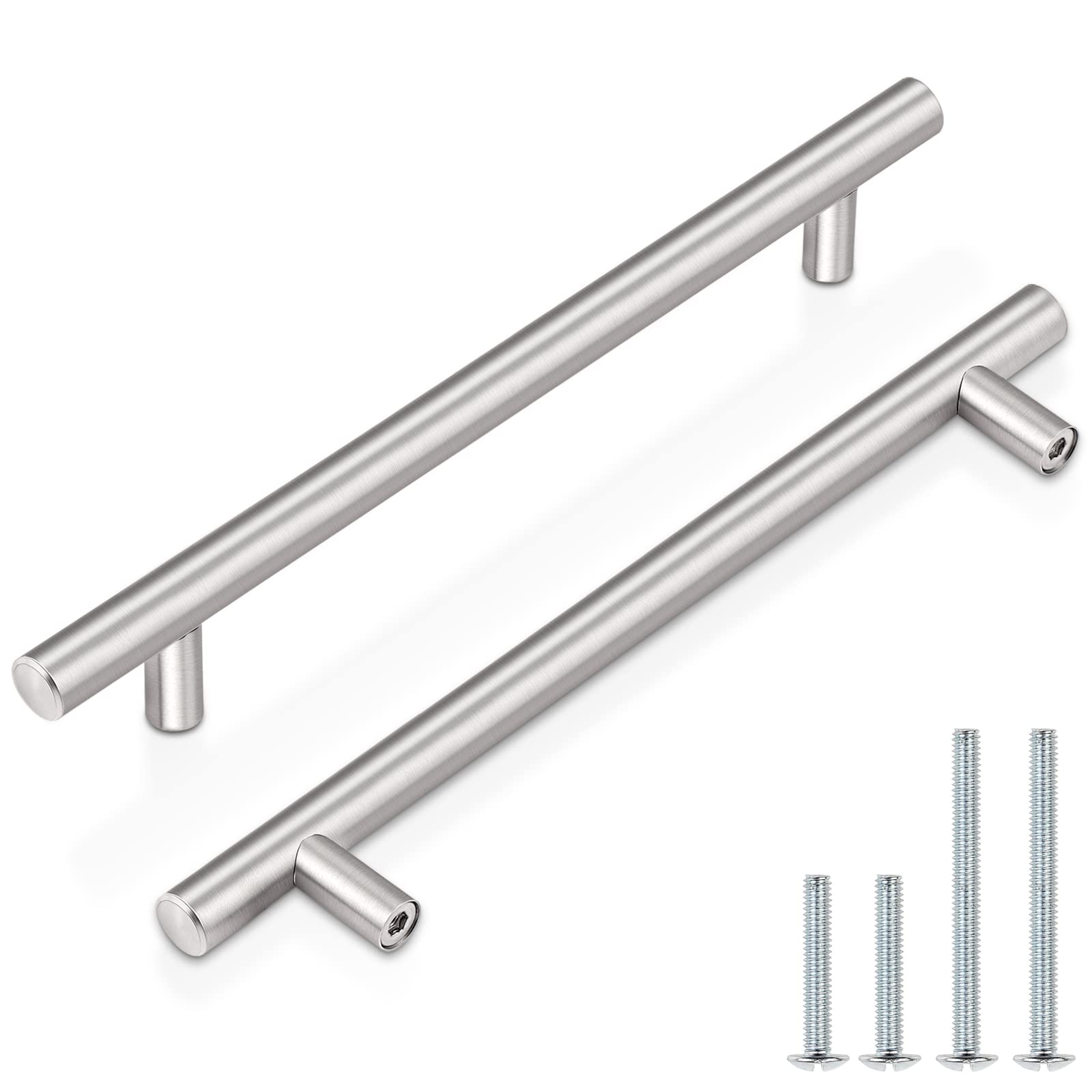 Probrico (30 Pack 3 Inch Hole Centers Kitchen Cabinet Handles Euro T Bar Cabinet Pulls Stainless Steel Kitchen Drawer Handles Brushed Nickel Furniture Dresser Cabinet Hardware, 5 Inch Total Length