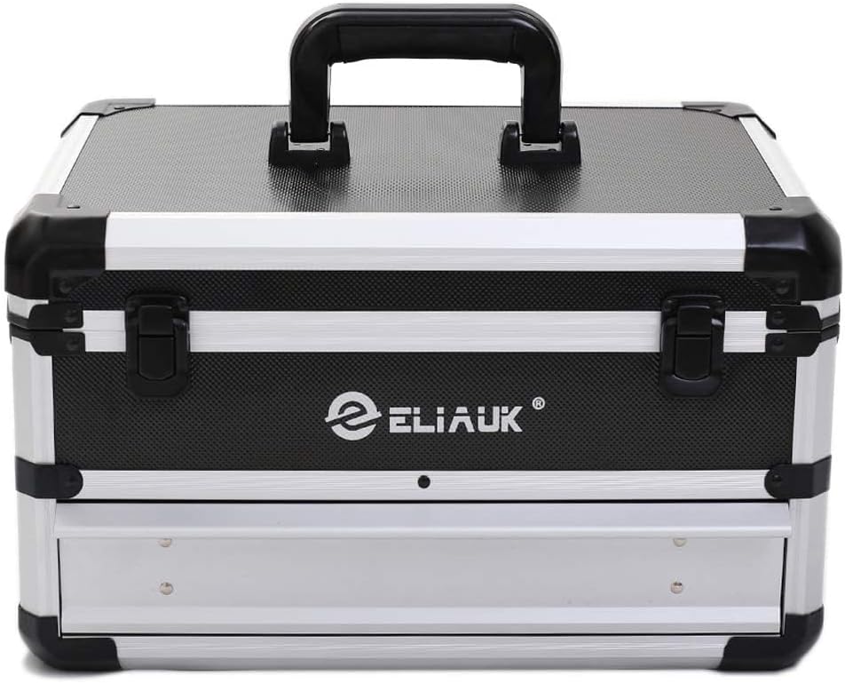 ELIAUK Tool Box Hard Case Tool Organizer Storage Cabinet Carry Case Tool box with Drawers(Silver)