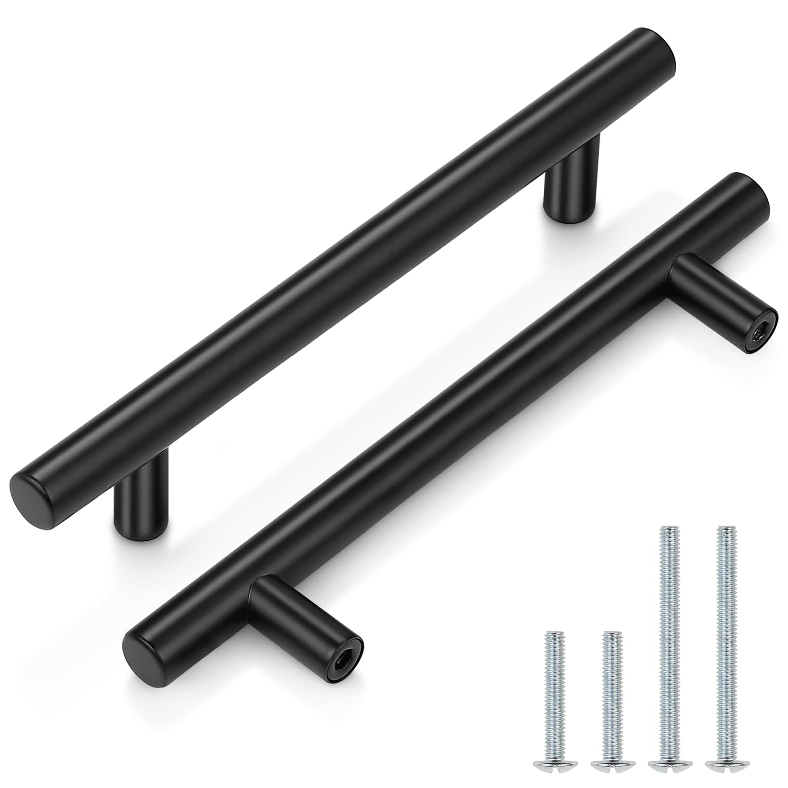 Probrico (30 Pack 3 Inch Hole Centers Kitchen Cabinet Handles Euro T Bar Cabinet Pulls Stainless Steel Kitchen Drawer Handles Brushed Nickel Furniture Dresser Cabinet Hardware, 5 Inch Total Length