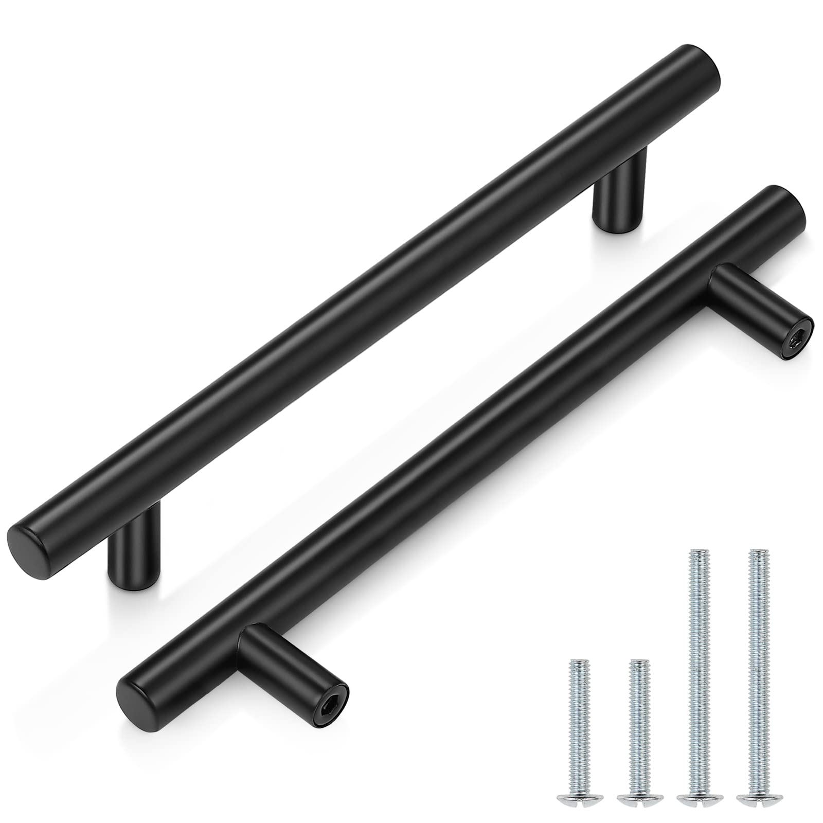 Probrico (30 Pack 3 Inch Hole Centers Kitchen Cabinet Handles Euro T Bar Cabinet Pulls Stainless Steel Kitchen Drawer Handles Brushed Nickel Furniture Dresser Cabinet Hardware, 5 Inch Total Length