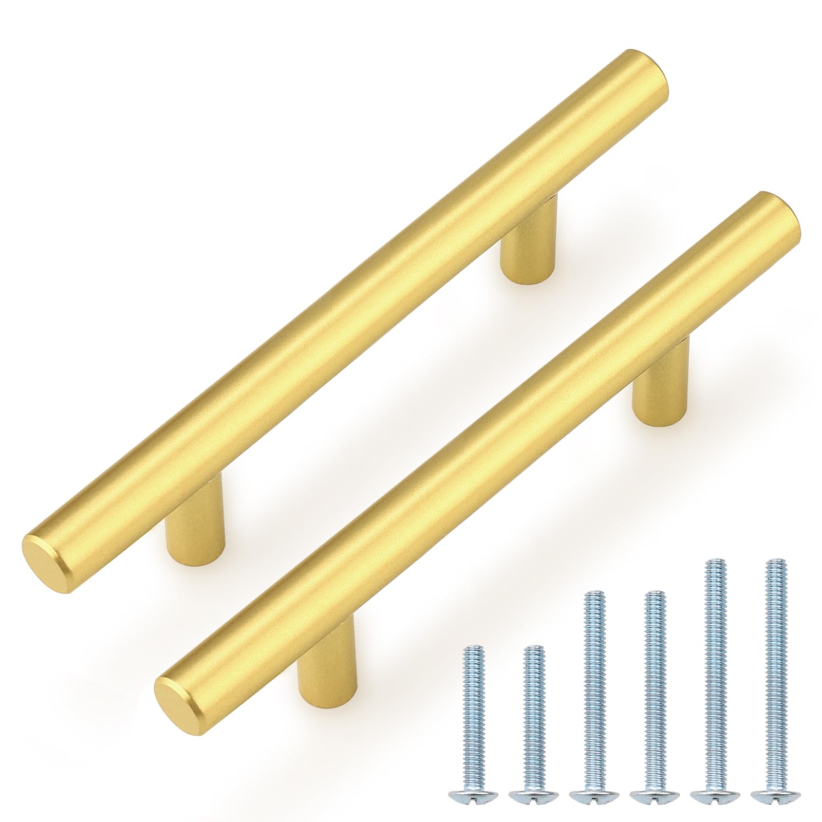 Probrico (30 Pack 3 Inch Hole Centers Kitchen Cabinet Handles Euro T Bar Cabinet Pulls Stainless Steel Kitchen Drawer Handles Brushed Nickel Furniture Dresser Cabinet Hardware, 5 Inch Total Length