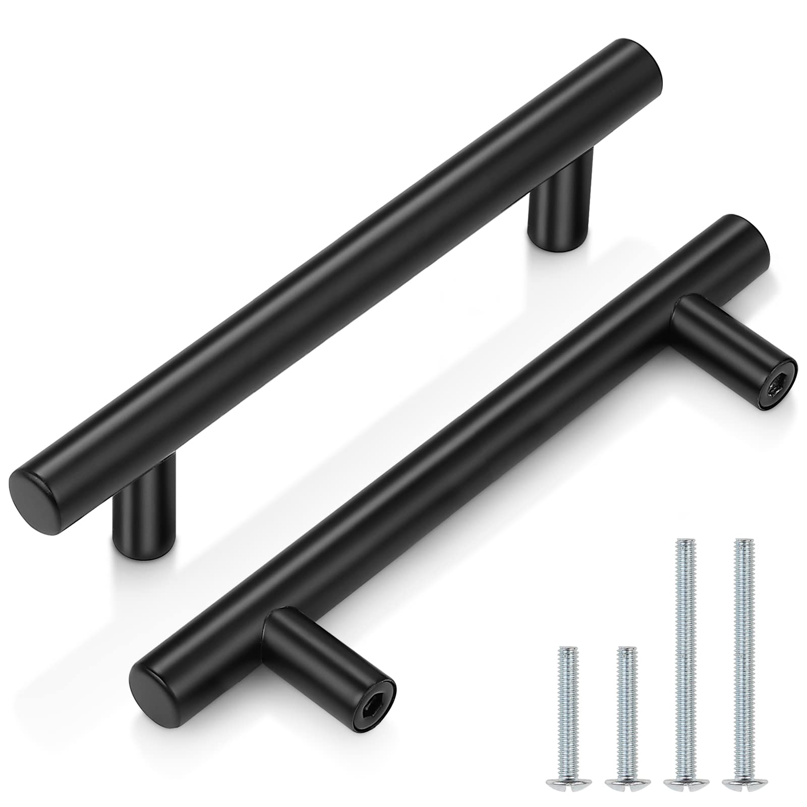 Probrico (30 Pack 3 Inch Hole Centers Kitchen Cabinet Handles Euro T Bar Cabinet Pulls Stainless Steel Kitchen Drawer Handles Brushed Nickel Furniture Dresser Cabinet Hardware, 5 Inch Total Length