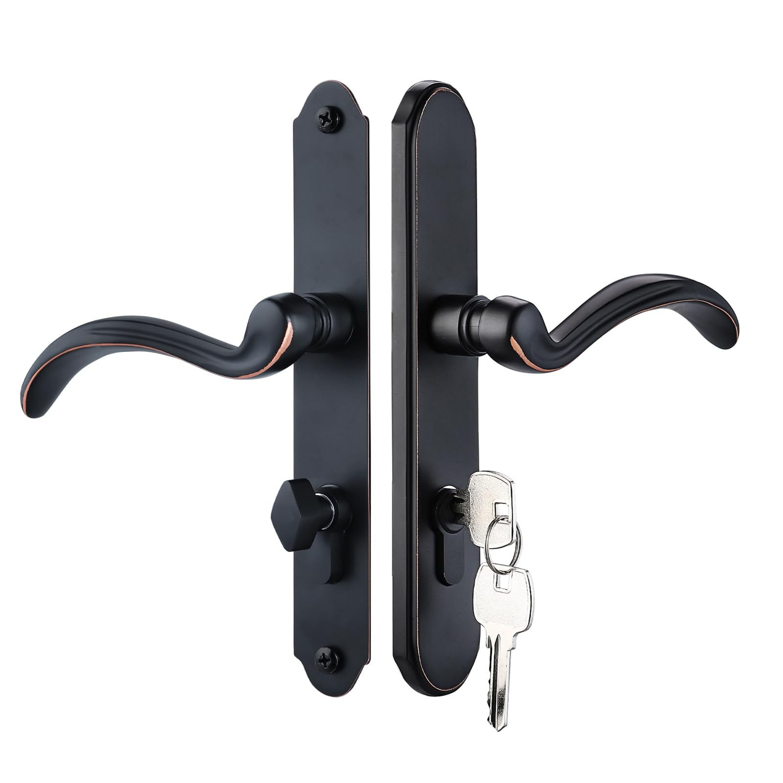 MaxxGeek Storm Door Handle Accessory Set fit Pella Storm Door Handle Replacement Part, with Key and Lock Cylinder, Mortise Lock Not Included (Polished Gold)