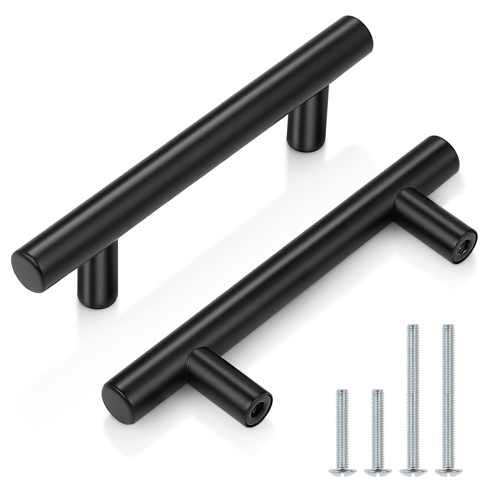 Probrico (30 Pack 3 Inch Hole Centers Kitchen Cabinet Handles Euro T Bar Cabinet Pulls Stainless Steel Kitchen Drawer Handles Brushed Nickel Furniture Dresser Cabinet Hardware, 5 Inch Total Length