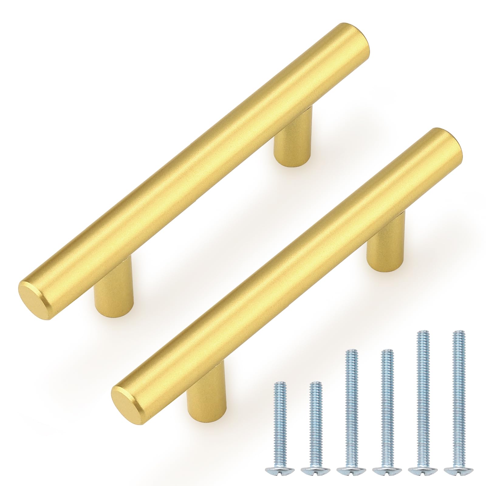 Probrico (30 Pack 3 Inch Hole Centers Kitchen Cabinet Handles Euro T Bar Cabinet Pulls Stainless Steel Kitchen Drawer Handles Brushed Nickel Furniture Dresser Cabinet Hardware, 5 Inch Total Length