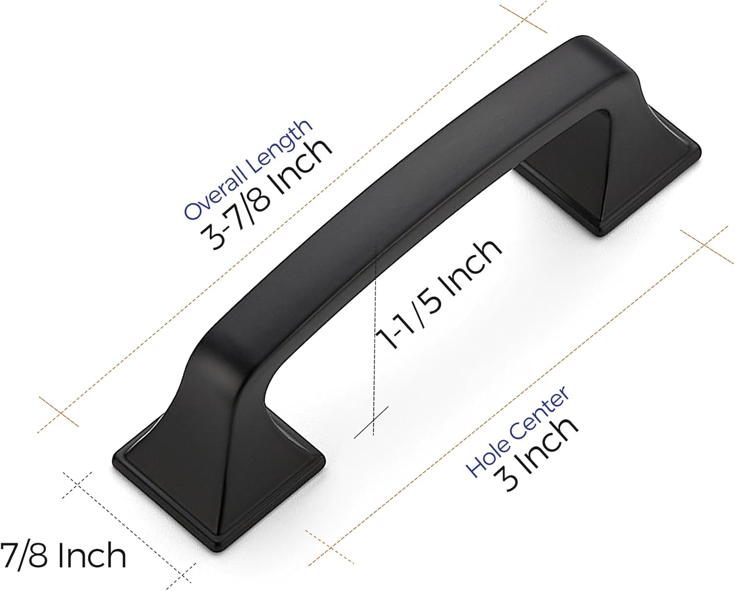 Ravinte 5 Pack Solid 3" Square Foot Arch Pulls Kitchen Cabinet Handles Matte Black Drawer Pulls Kitchen Cabinet Hardware for Cupboard Handles