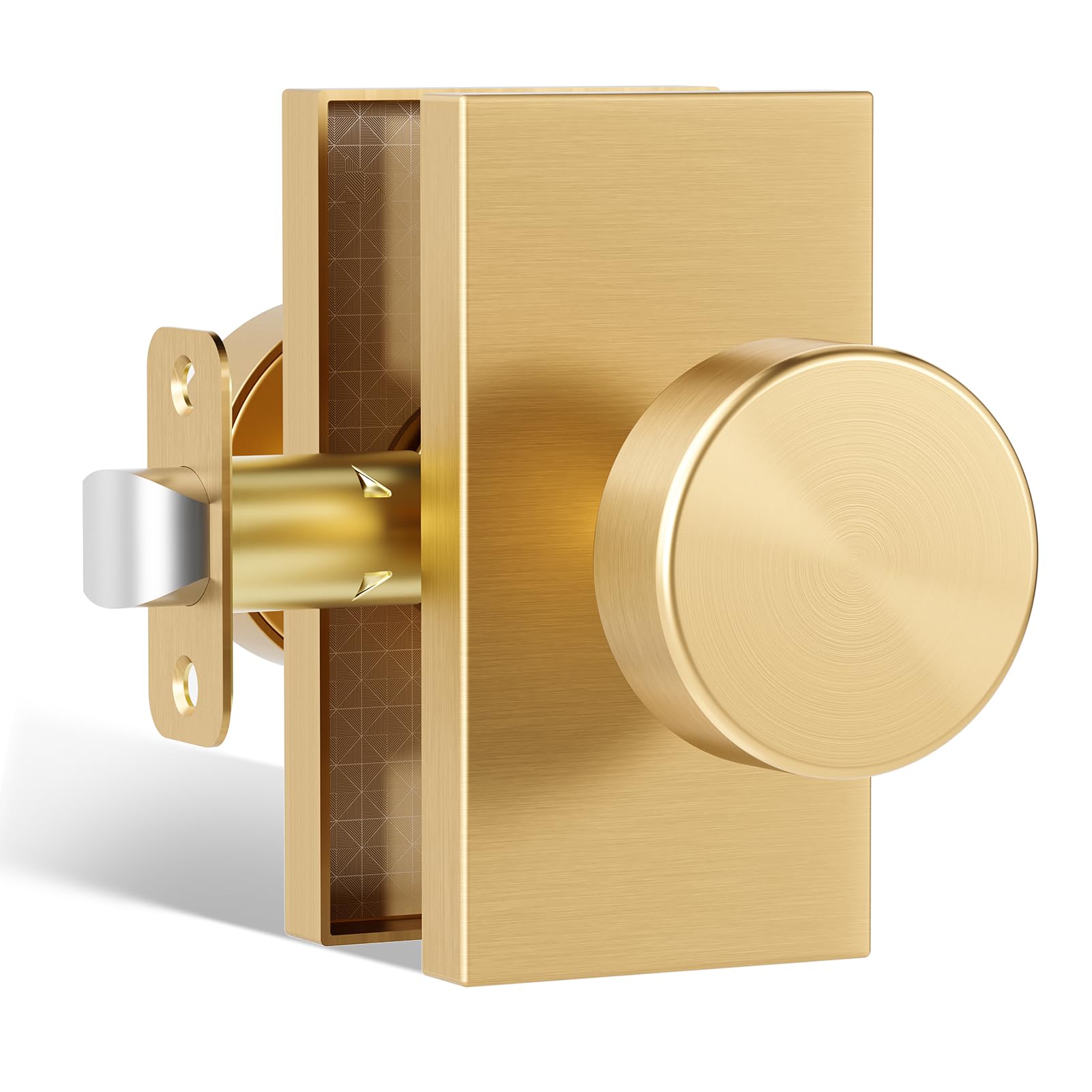 Polished Chrome Door Knobs Interior with Lock, Modern Privacy Door Knob Door Handles for Bathroom Bedroom Round