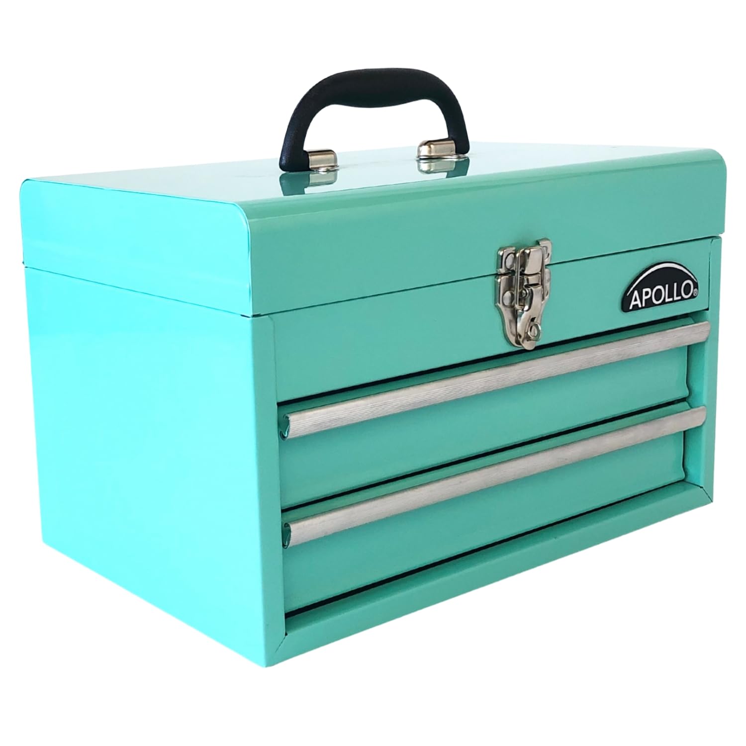 Apollo Tools 14 Inch Steel Tool Box with Deep Top Compartment and 2 Drawers in Heavy-Duty Steel With Ball Bearing Opening and Powder Coated Finish - Pink Ribbon - Pink - DT5010P