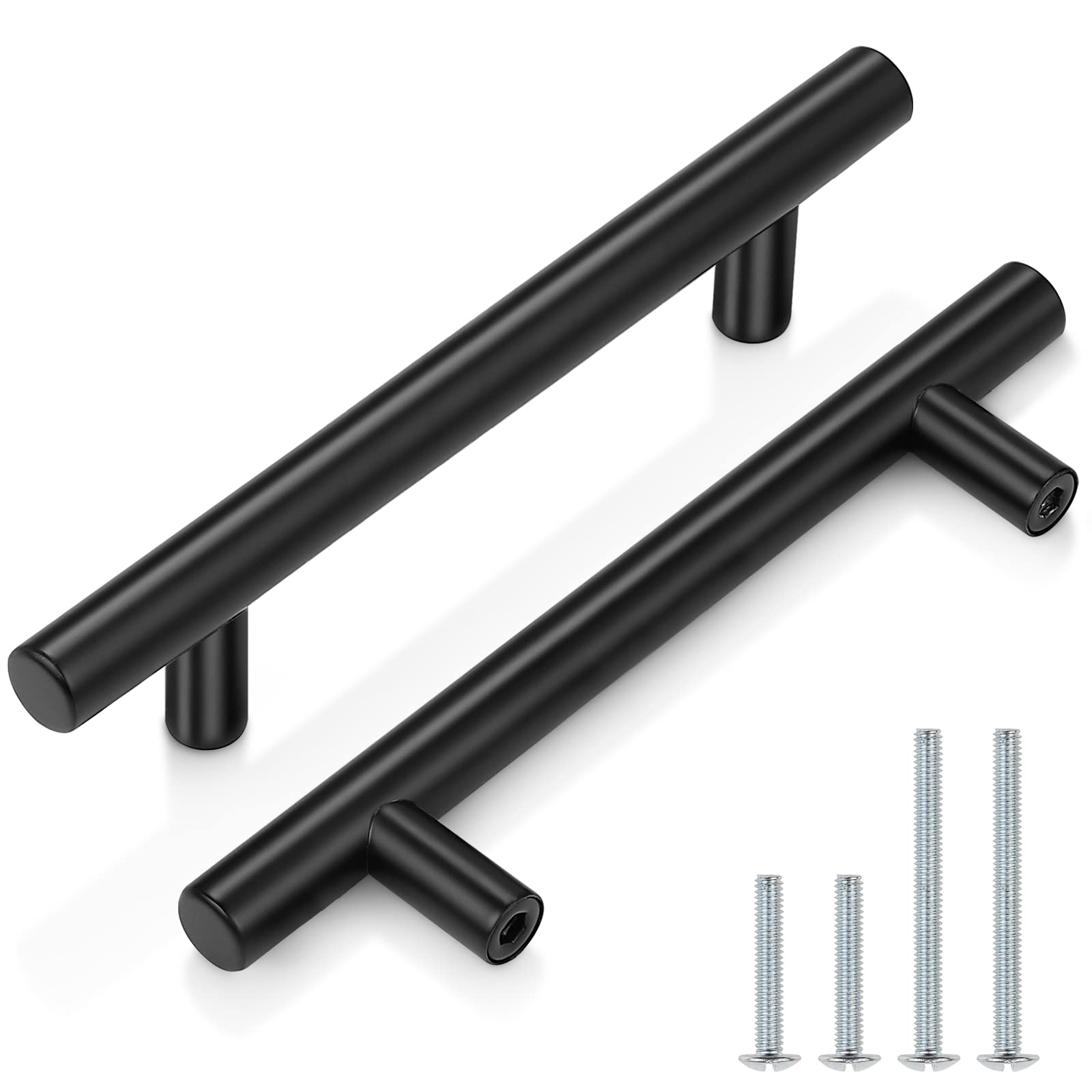 Probrico (30 Pack 3 Inch Hole Centers Kitchen Cabinet Handles Euro T Bar Cabinet Pulls Stainless Steel Kitchen Drawer Handles Brushed Nickel Furniture Dresser Cabinet Hardware, 5 Inch Total Length
