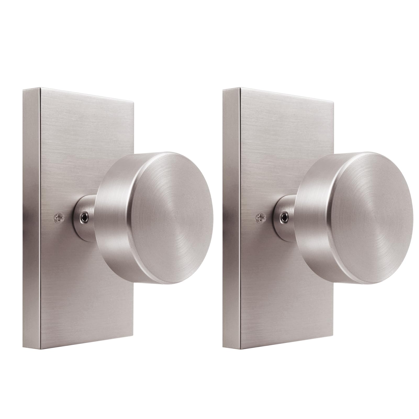 Polished Chrome Door Knobs Interior with Lock, Modern Privacy Door Knob Door Handles for Bathroom Bedroom Round