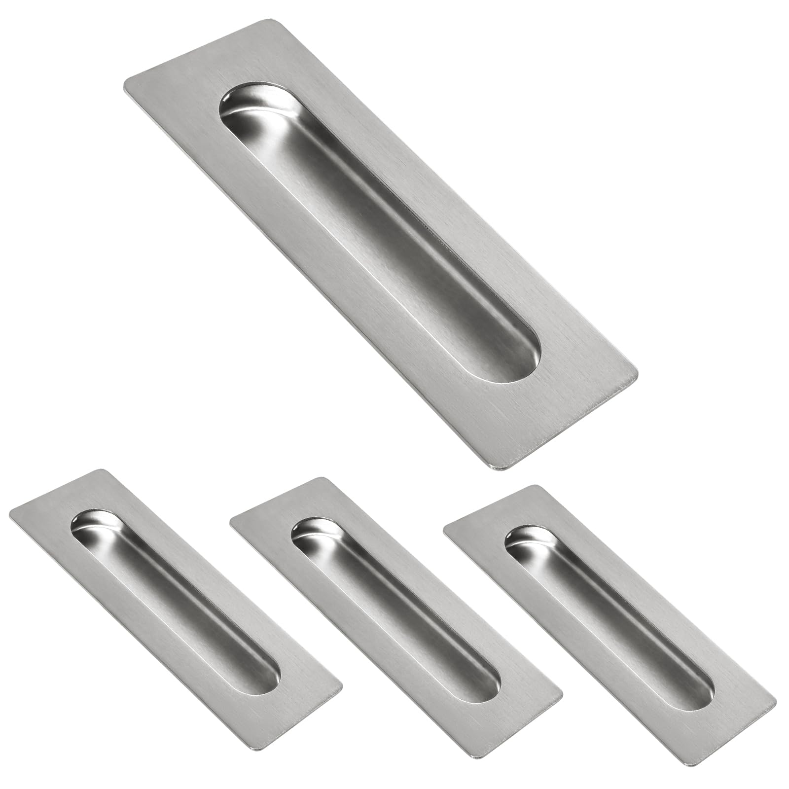 HOMOTEK 2 Pack 120mm Flush Sliding Closet Door Pulls, Recessed Finger Pulls for Sliding Barn Bypass Door Handles, Cabinet Drawer Rectangular Invisible Pull- Small Size 4.75 in, Brushed Gold