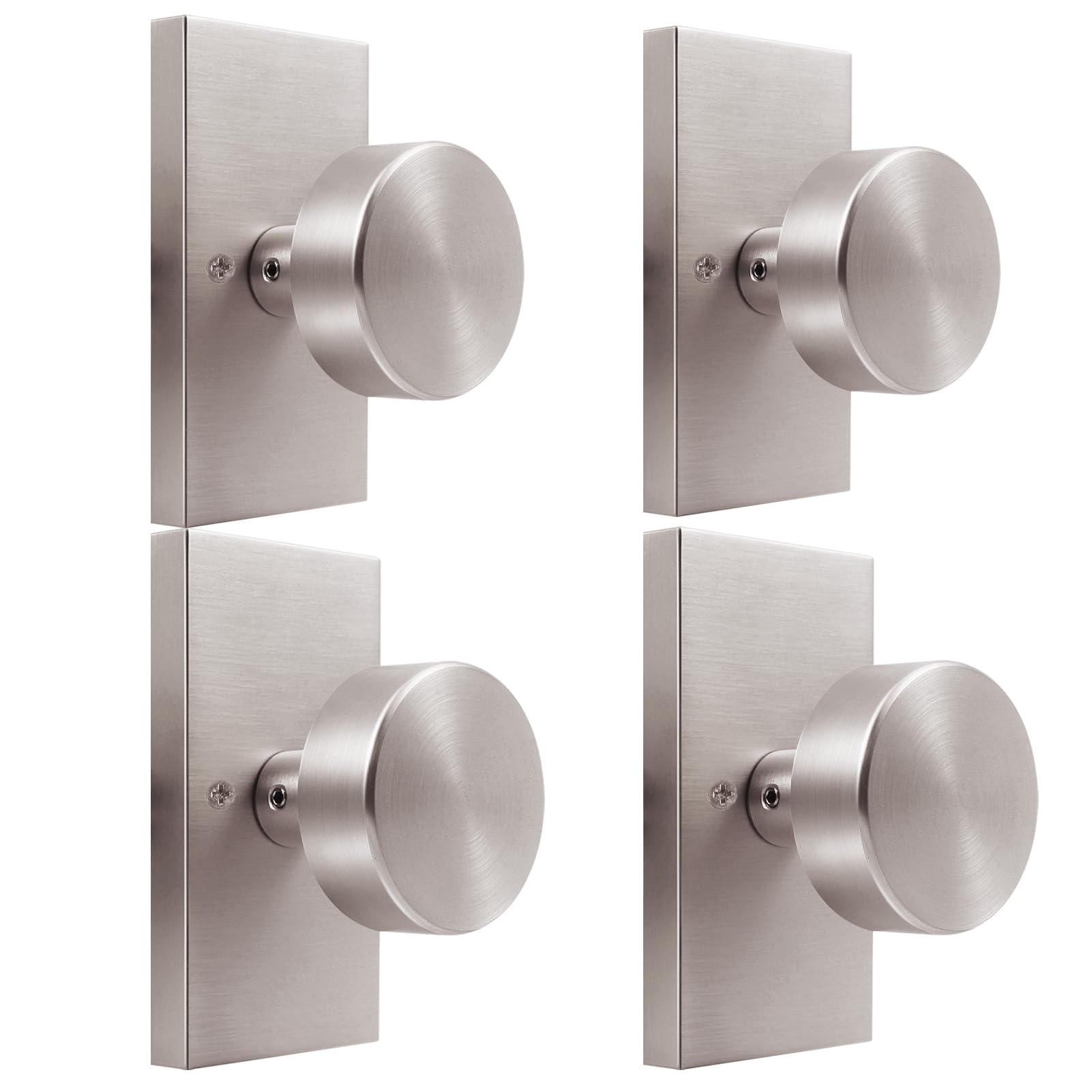 Polished Chrome Door Knobs Interior with Lock, Modern Privacy Door Knob Door Handles for Bathroom Bedroom Round