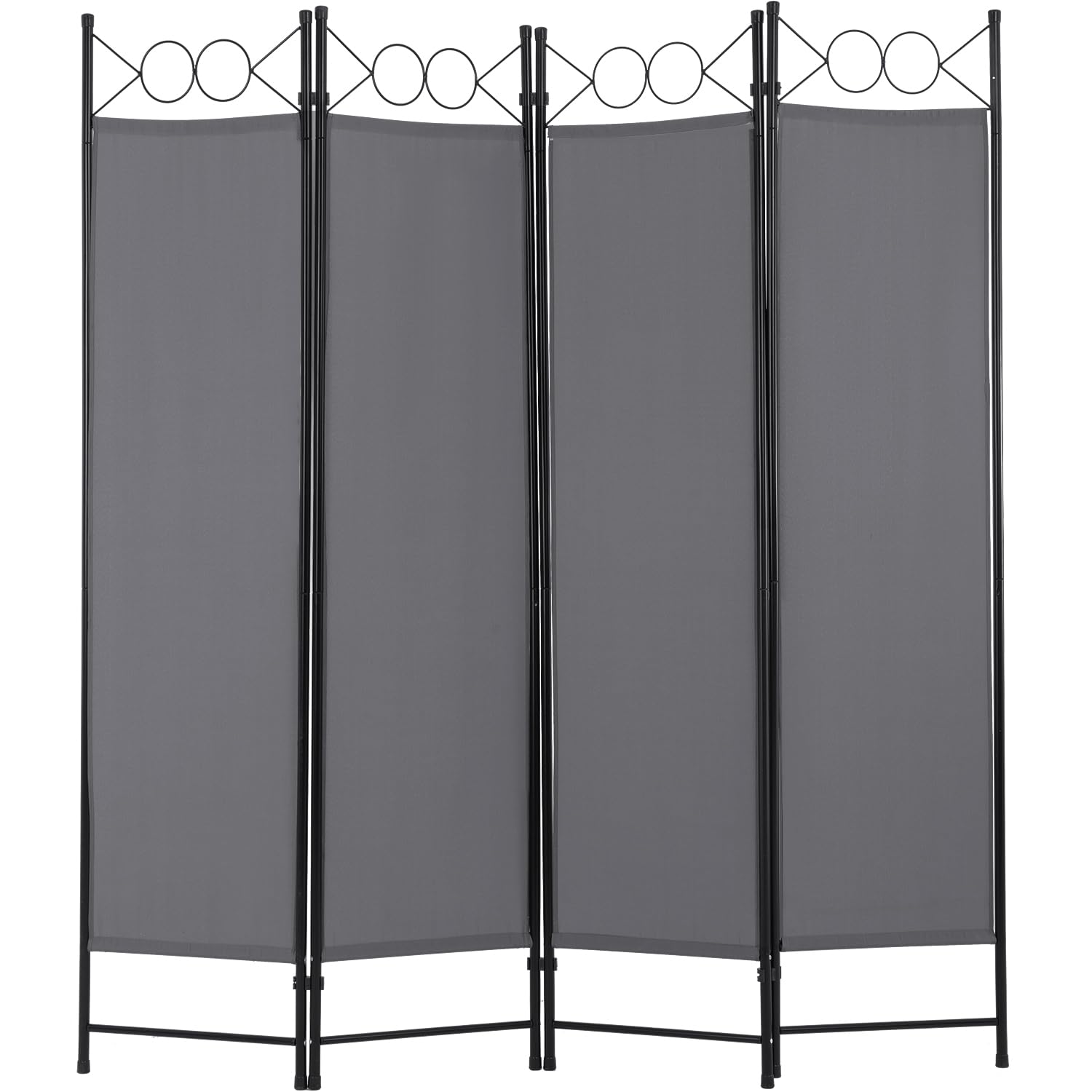 PayLessHere 4 Panel Room Divider 6FT Steel Frame Screen Folding Privacy Divider Freestanding Partition for Home Office Bedroom (Black)