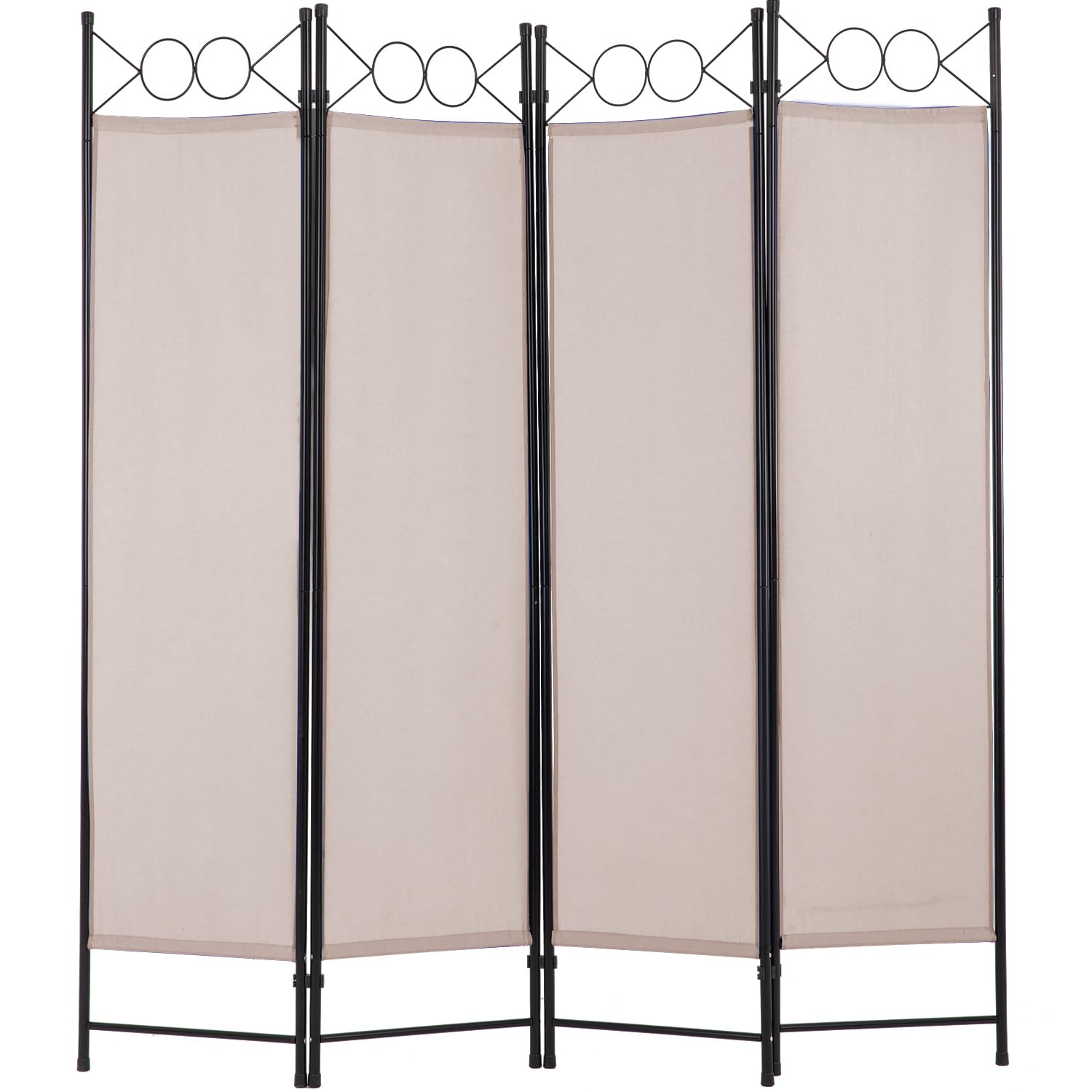 PayLessHere 4 Panel Room Divider 6FT Steel Frame Screen Folding Privacy Divider Freestanding Partition for Home Office Bedroom (Black)