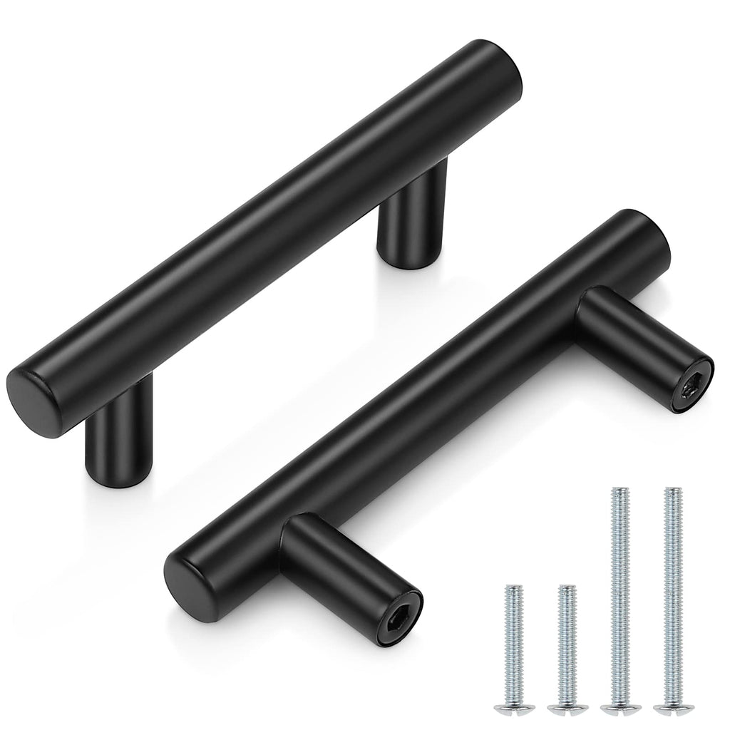 Probrico (30 Pack 3 Inch Hole Centers Kitchen Cabinet Handles Euro T Bar Cabinet Pulls Stainless Steel Kitchen Drawer Handles Brushed Nickel Furniture Dresser Cabinet Hardware, 5 Inch Total Length