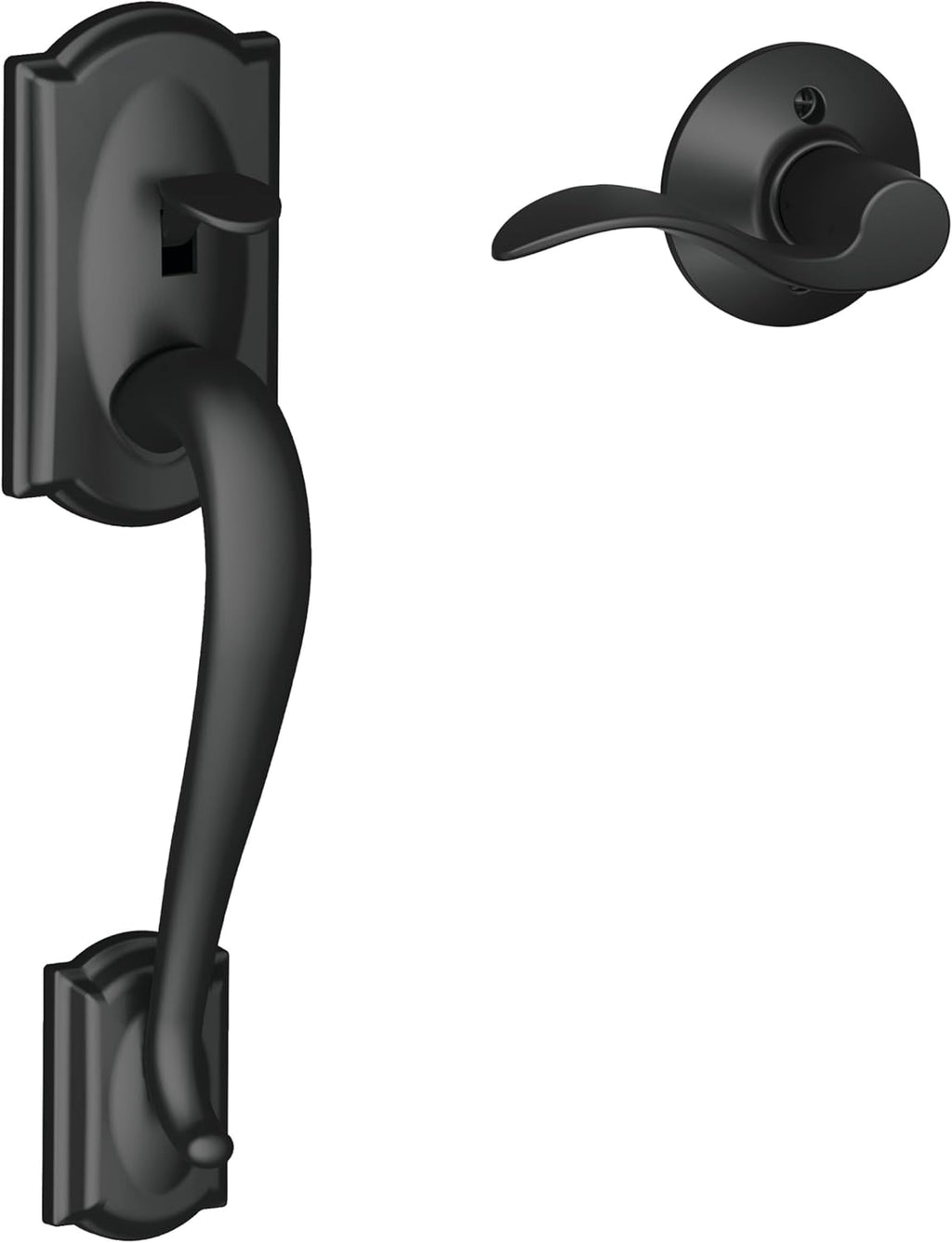 Schlage FE285 CAM 505 GEO 605 Camelot Front Entry Handleset with Georgian Knob, Lower Half Grip, Bright Brass