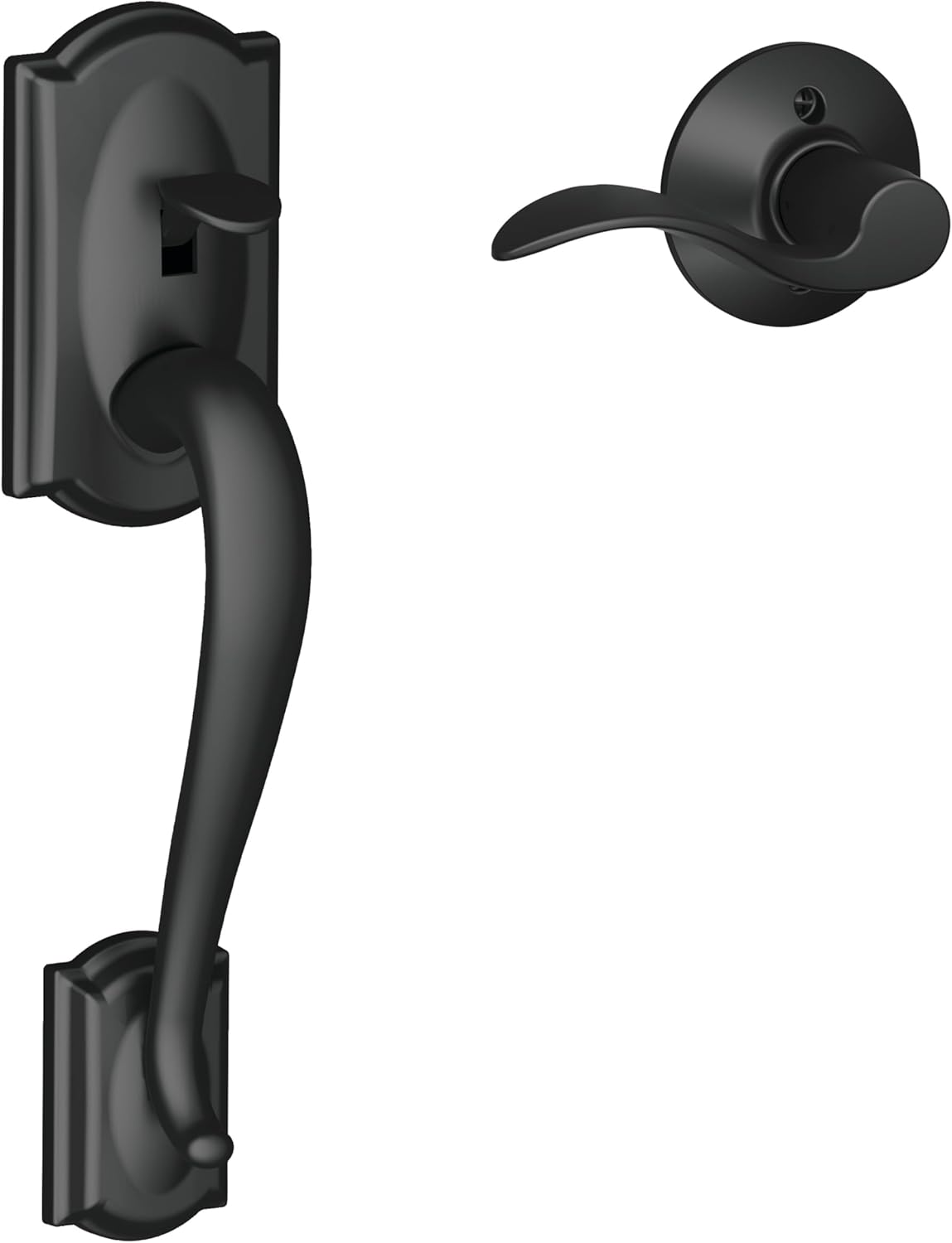 Schlage FE285 CAM 505 GEO 605 Camelot Front Entry Handleset with Georgian Knob, Lower Half Grip, Bright Brass