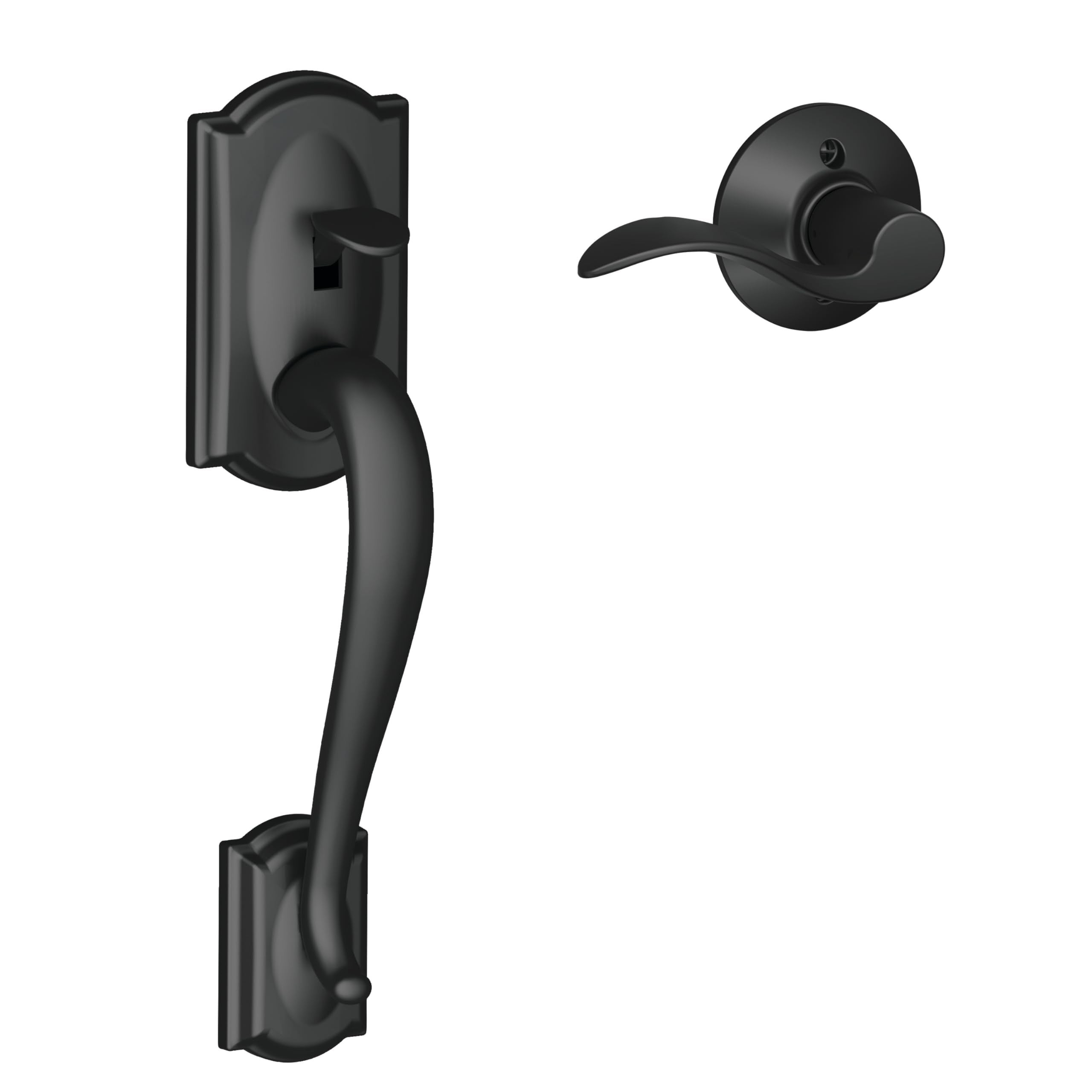 Schlage FE285 CAM 505 GEO 605 Camelot Front Entry Handleset with Georgian Knob, Lower Half Grip, Bright Brass